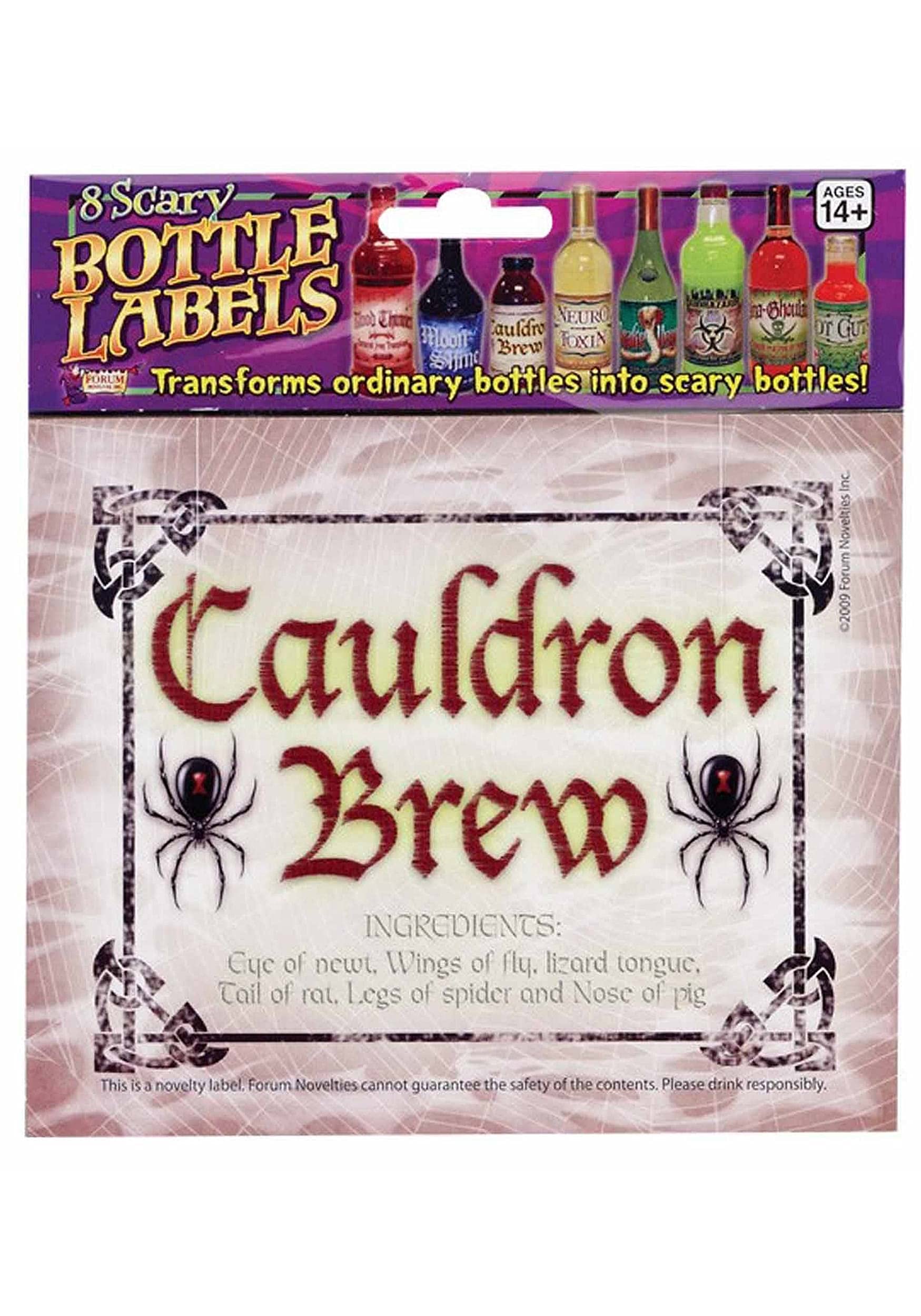 Scary Halloween Bottle Labels (8-Pack) - Spooky Party Decorations for Drinks