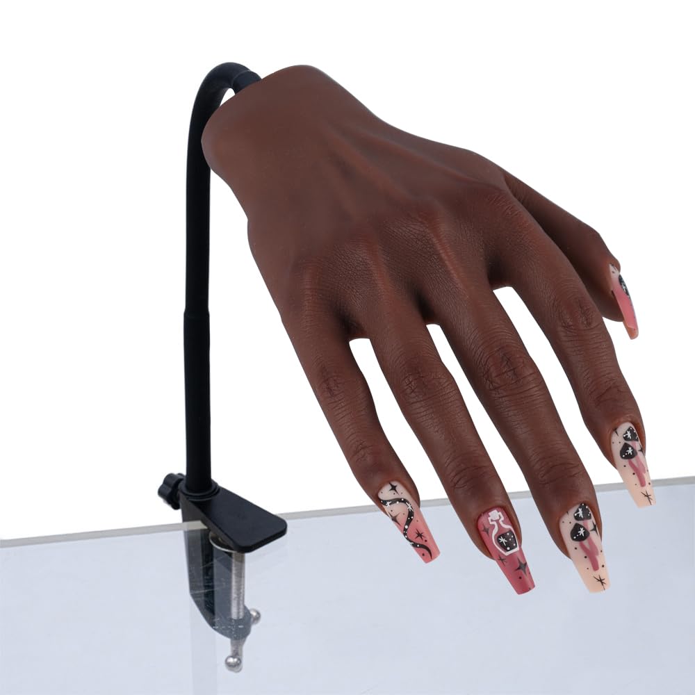 Professional Silicone Practice Hand for Acrylic Nails - Adjustable Mannequin Hand for Nail Art Training - Life-Size Fake Hand for DIY Nails, Beginners & Salon Artists - Perfect for Home Practice, Nail School & Professional Demonstrations