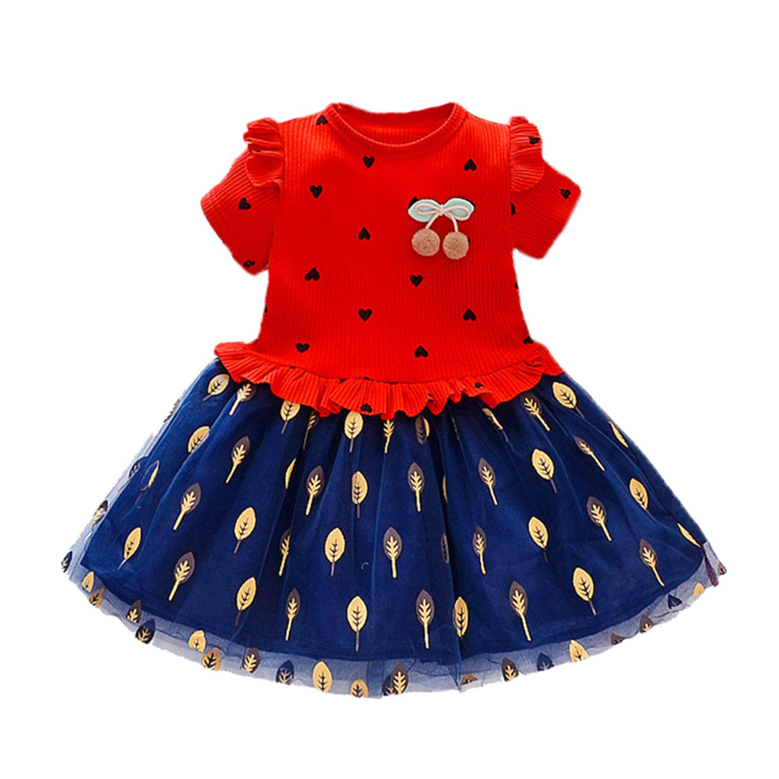 Toddler Girls Floral Short Sleeve Tulle Ball Gown Dress - Princess Party Dress for Kids - Perfect for Birthday Parties, Pageants & Special Occasions