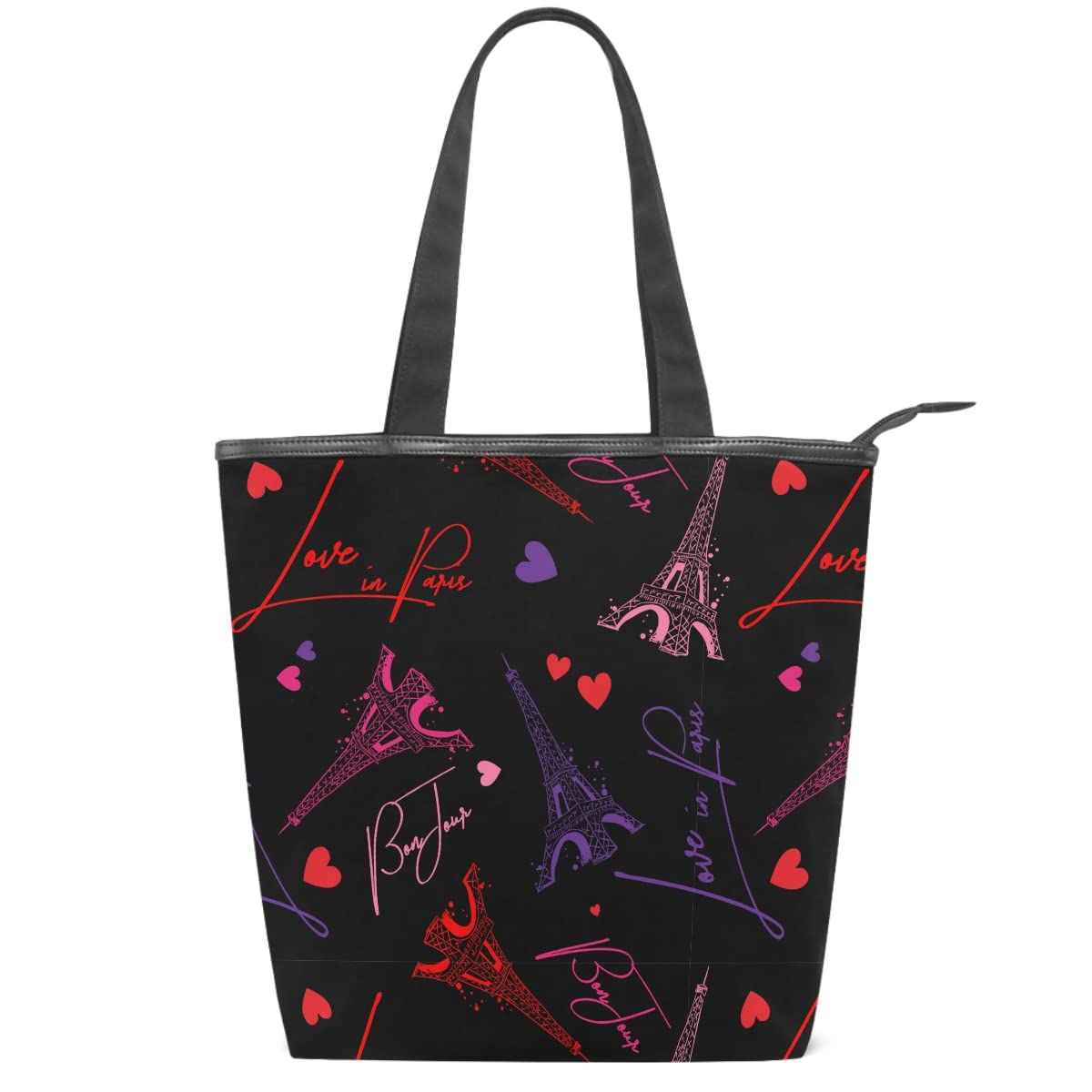 Stylish Women's Canvas Tote Bag - Fashionable Parisian Shoulder Bag for School, Work & Shopping | Durable Handbag for Everyday Use, Travel & Beach Outings