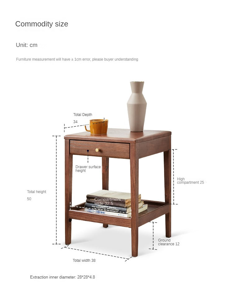 Solid Oak & Black Walnut Wood Side Cabinet - Rustic Nightstand, Entryway Storage, or Bathroom Organizer - Handcrafted Wooden Furniture for Home Decor