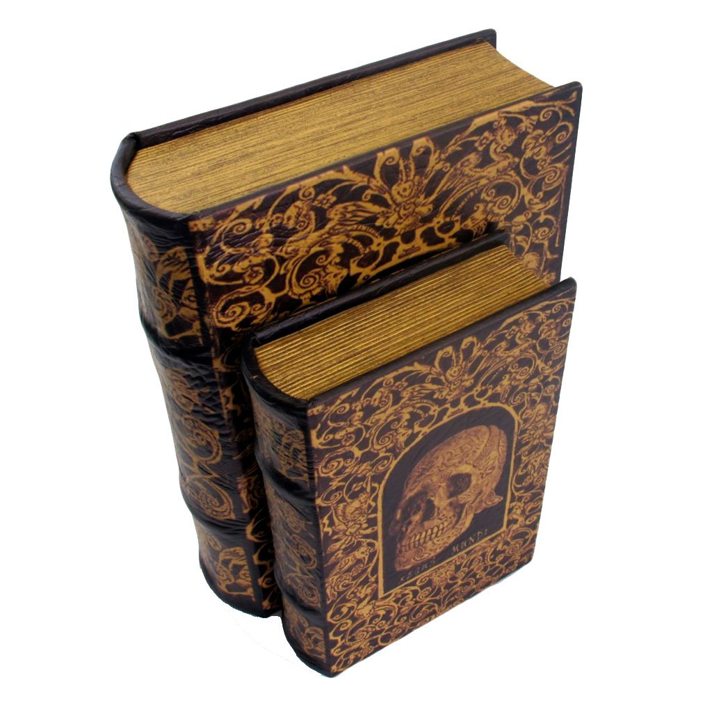 Regus Mundi King of Spirits Skull Book Box Set - 2 Secret Jewelry Keepsake Boxes for Collectors | Gothic Home Decor & Mystical Gift Idea