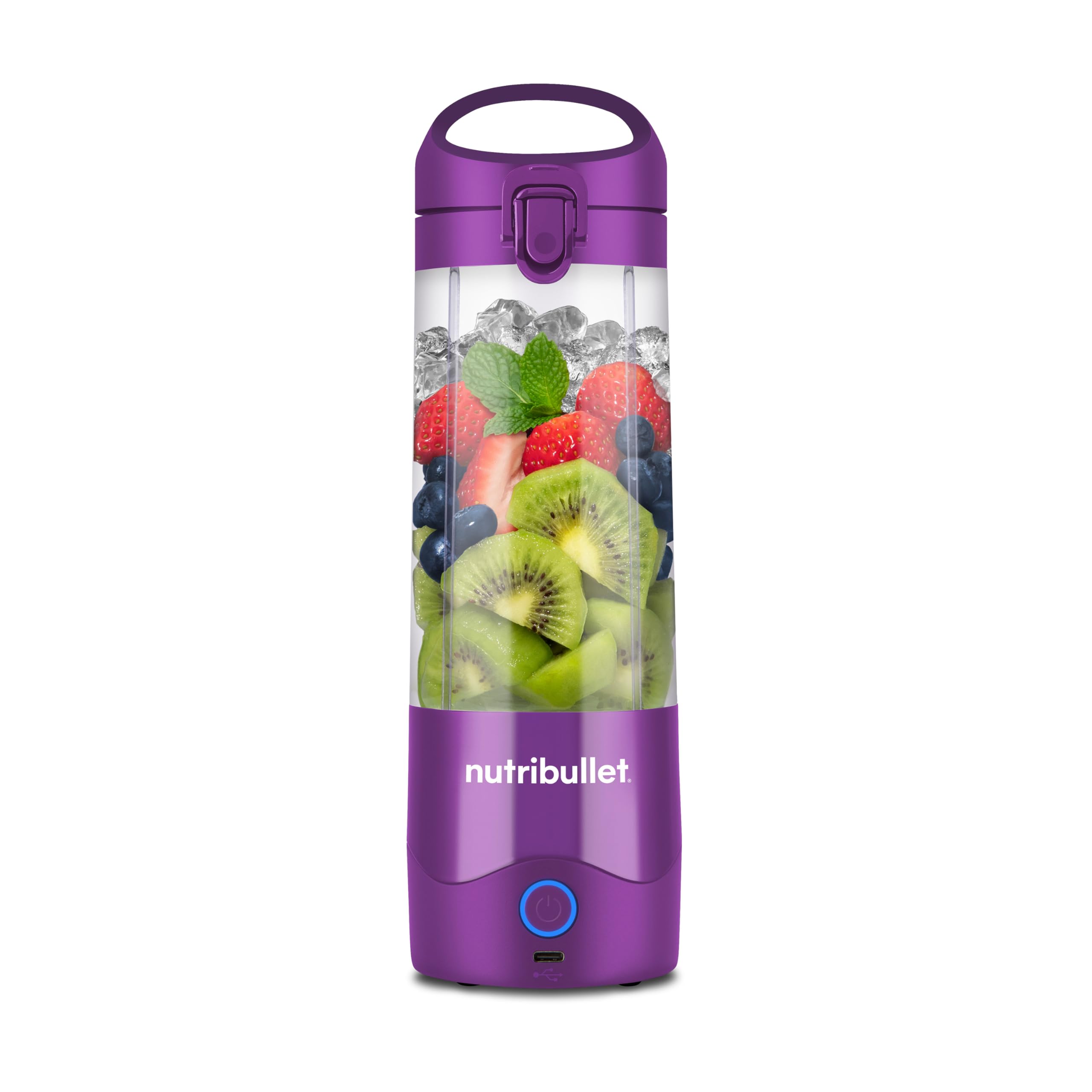 NutriBullet NBP003PU Portable Blender - 475ml BPA-Free Mini Blender with USB-C Charger, 15+ Blending Modes for Smoothies, Shakes & Meal Prep - Perfect for Travel, Gym & Office (Violet)