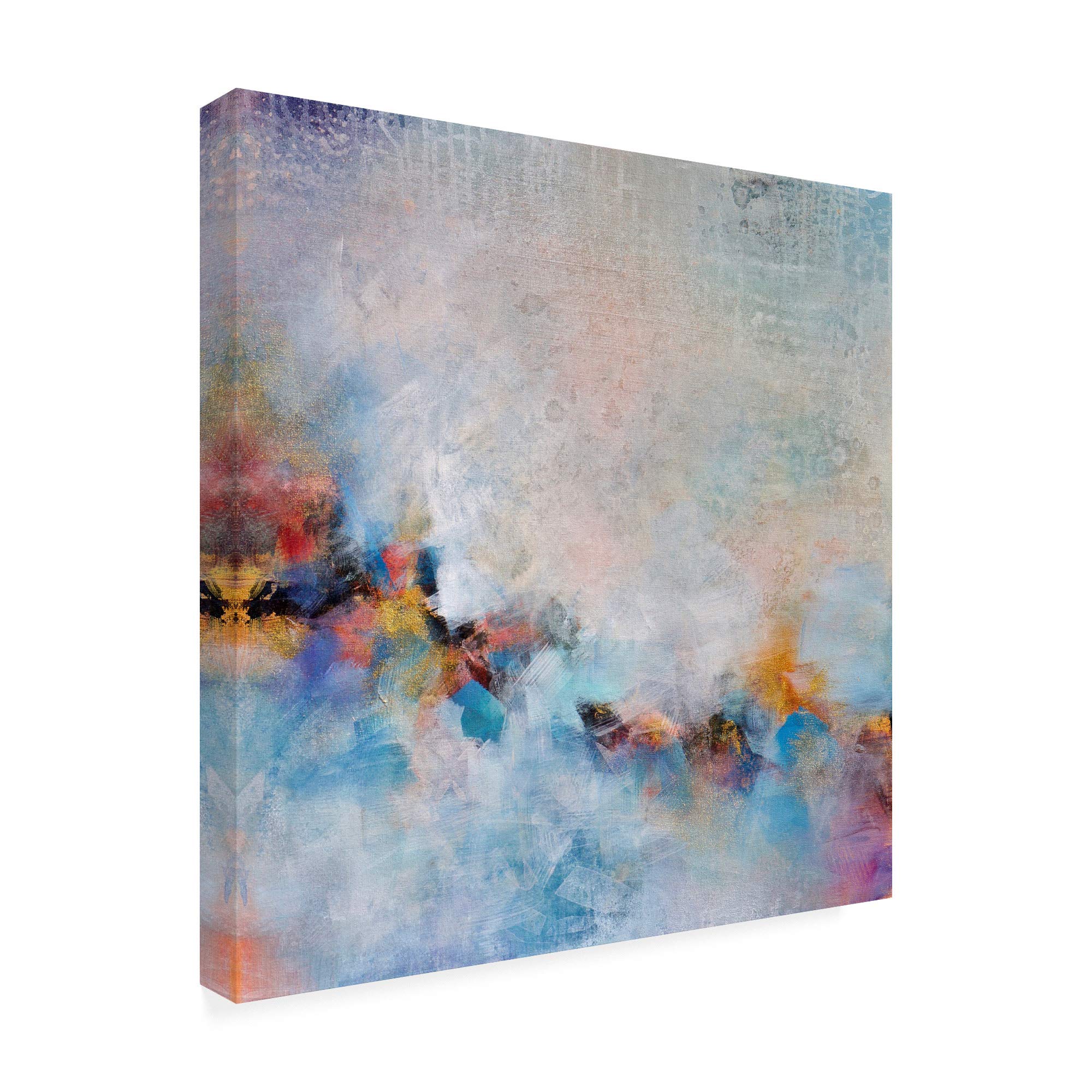 Karen Hal 'Every Which Way' 18x18 Inch Framed Wall Art - Modern Abstract Canvas Painting for Living Room, Bedroom & Office Decor