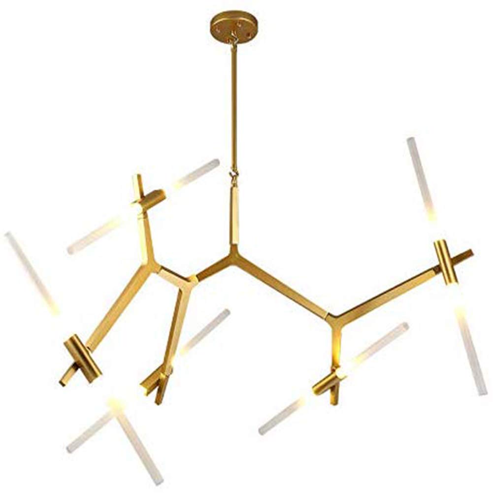 Modern Industrial Chandelier - 10-Light Gold LED Branch Pendant Lamp with Metal & Glass Design, DIY Ceiling Light Fixture for Living Room, Dining Room, Bedroom - Perfect for Farmhouse, Loft & Vintage Home Decor