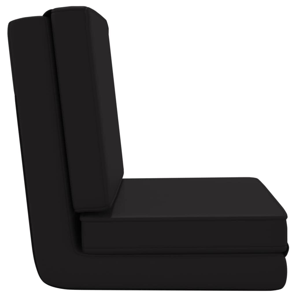 vidaXL Adjustable Folding Floor Chair with Bed Function - Convertible Lounge Seat with Comfortable Foam Padding, Space-Saving Design in Durable Faux Leather & Metal Frame (Black) - Perfect for Small Apartments, Dorm Rooms, Meditation & Relaxation