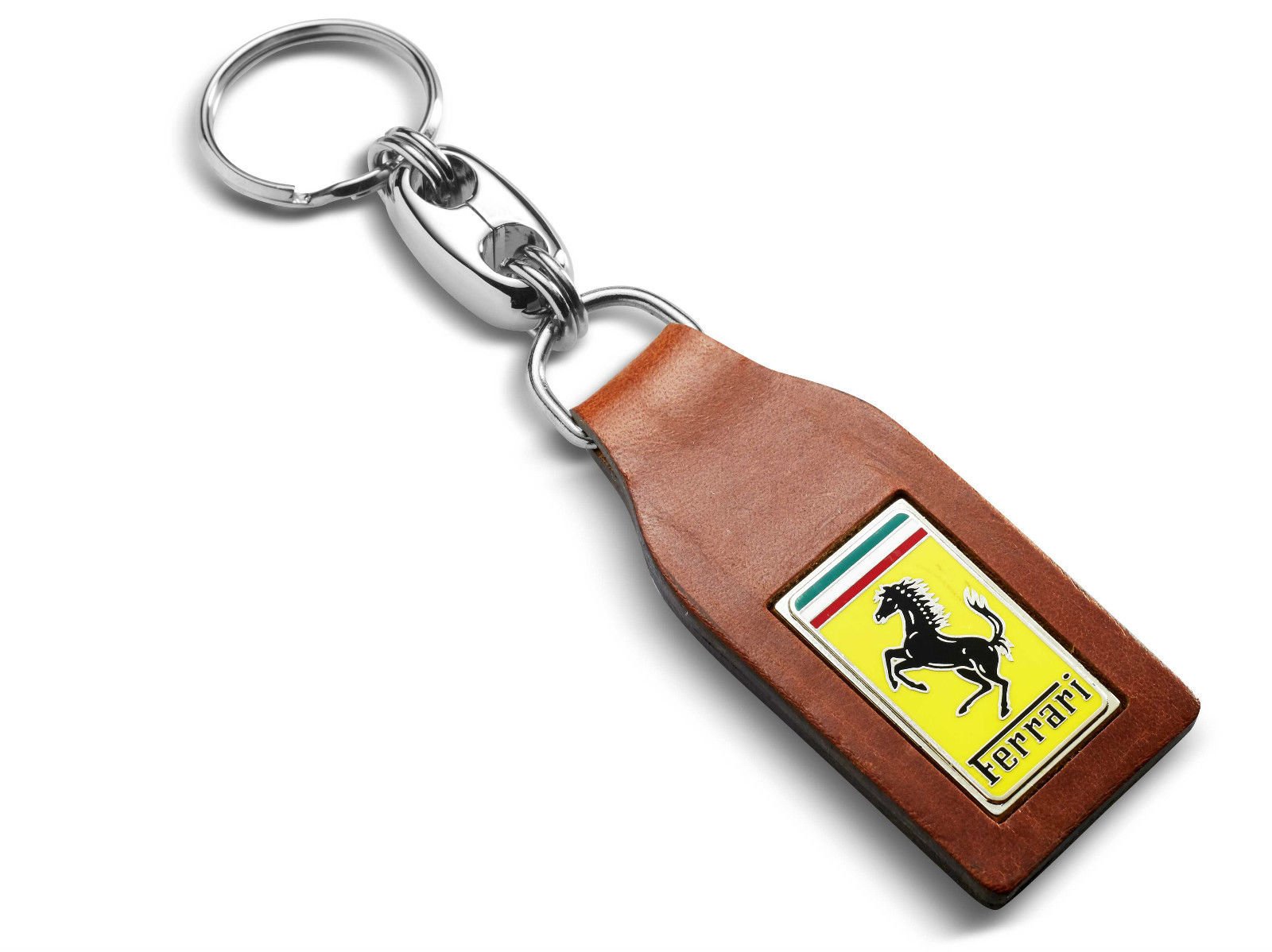 Ferrari Genuine Italian Leather Keychain - Premium Metal Key Ring with Classic Badge - Perfect Gift for Men, Dad, Birthday & Anniversary - Ideal for Car Enthusiasts & Luxury Accessories Collection