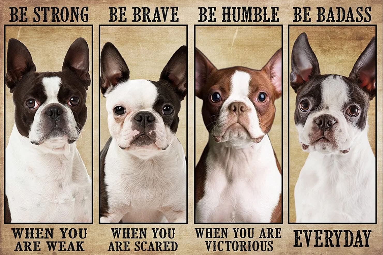 1000-Piece Wooden Jigsaw Puzzle - Be Strong Brave Humble Badass Boston Terrier Dog Lover Puzzle for Adults & Kids | Educational Toy, Brain Teaser Game, Unique Gift for Dog Lovers | Perfect for Family Game Night, Stress Relief & Cognitive Development