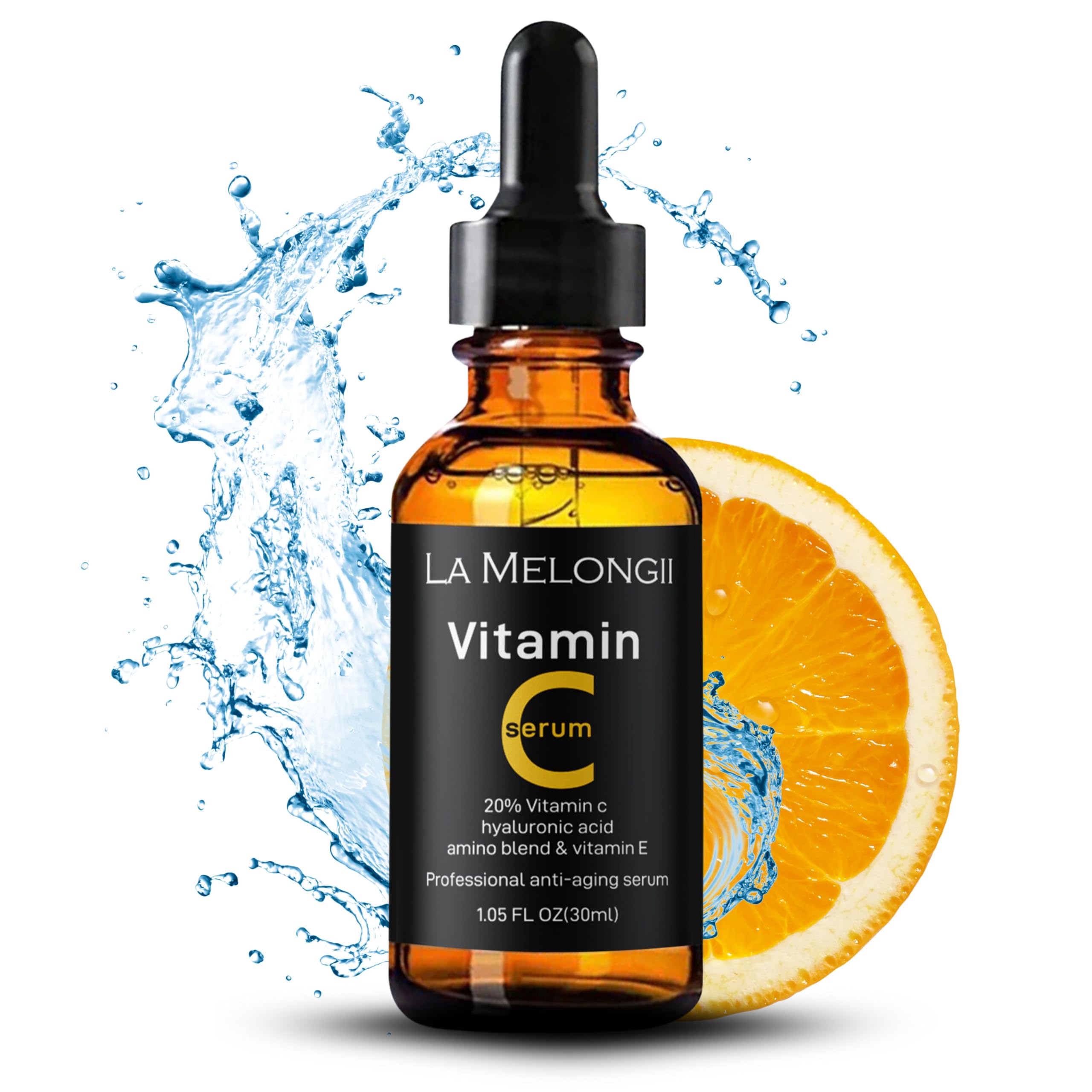 20% Vitamin C Serum with Hyaluronic Acid & Retinol - Brightening Face Serum for Dark Spots, Anti-Aging & Acne - Hydrates Skin with Vitamin E & Amino Acids - Perfect for Daily Skincare Routine & Nighttime Treatment