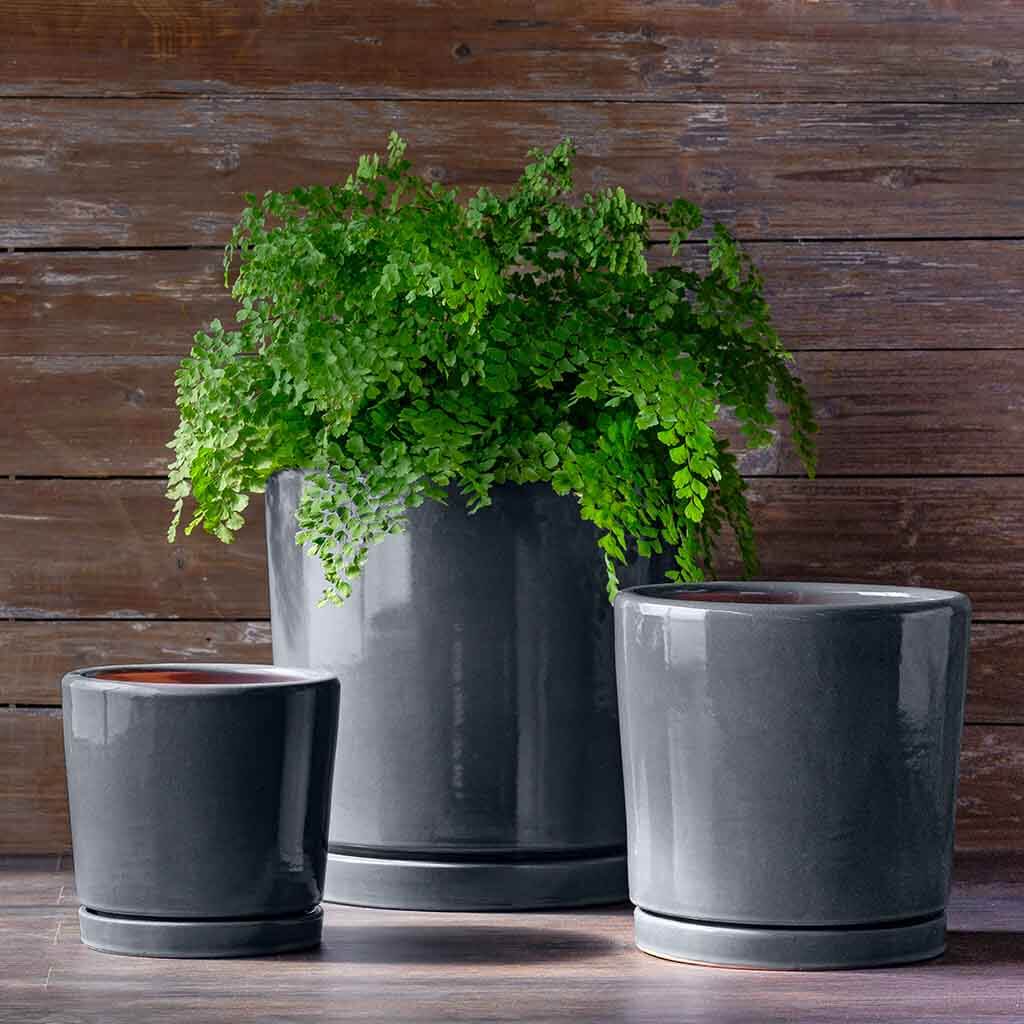 Campania International I/O 2 Cylinder Steel Planters - Set of 3 Modern Garden Pots for Indoor & Outdoor Decor, Patio, Balcony, and Office Plants
