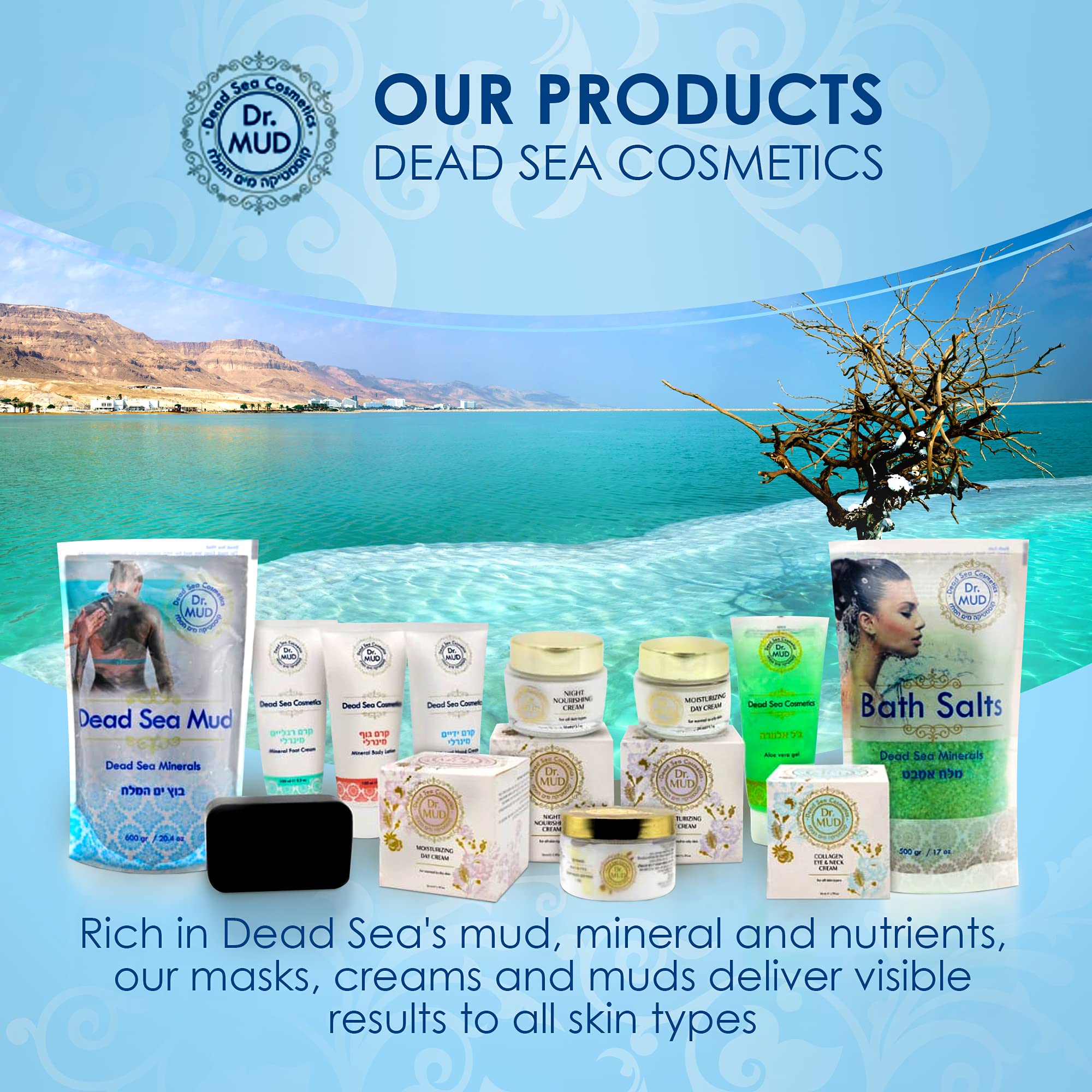 Dr. Mud's Dead Sea Mud Body Mask – 10.5 Oz Natural Black Clay Treatment with Dead Sea Minerals for Deep Cleansing & Detox – Skin Care Beauty Mask for Men & Women – Perfect for Spa Days & At-Home Self-Care (600g)