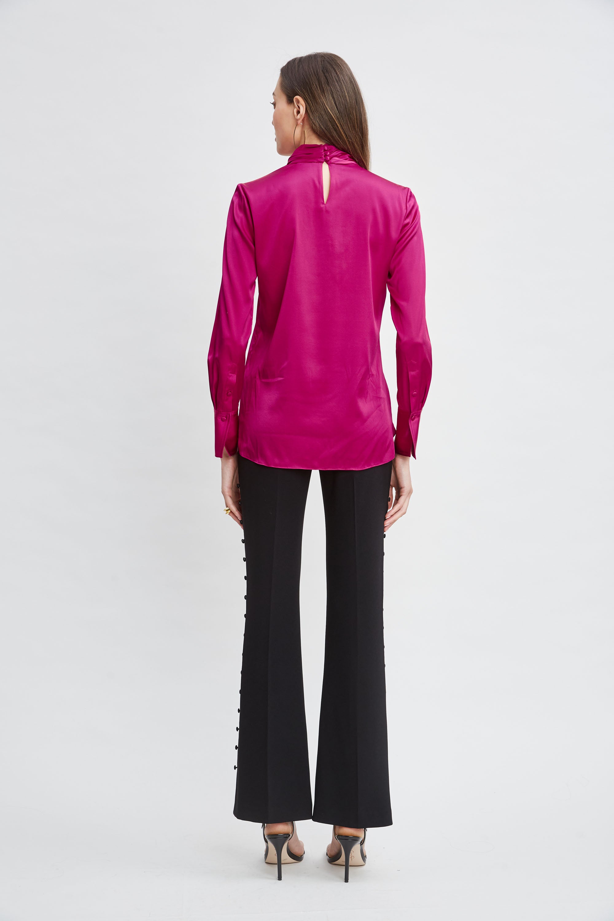 Silk Satin Twist Neck Blouse for Women - Elegant Long Sleeve Tops for Work, Party & Date Night Outfits