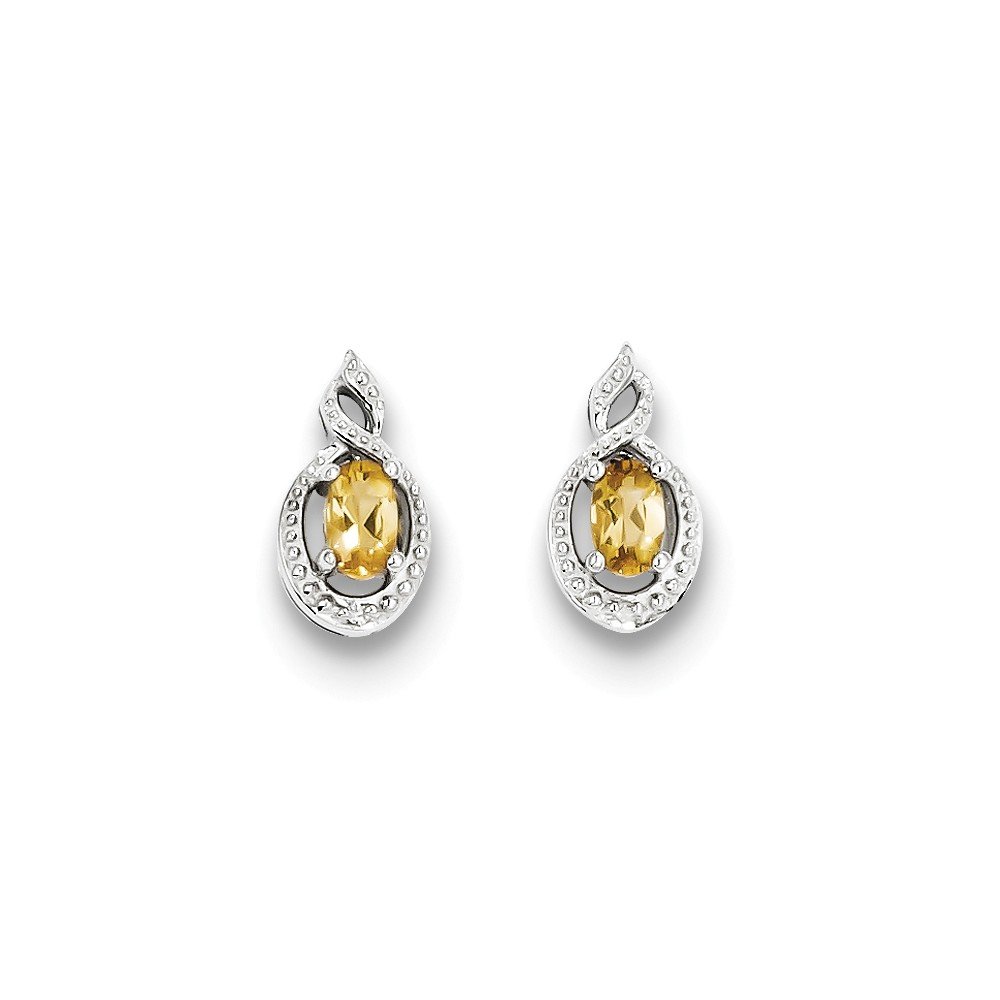 14K Sterling Silver Citrine & Diamond Stud Earrings for Women – Perfect for Weddings, Parties & Everyday Elegance