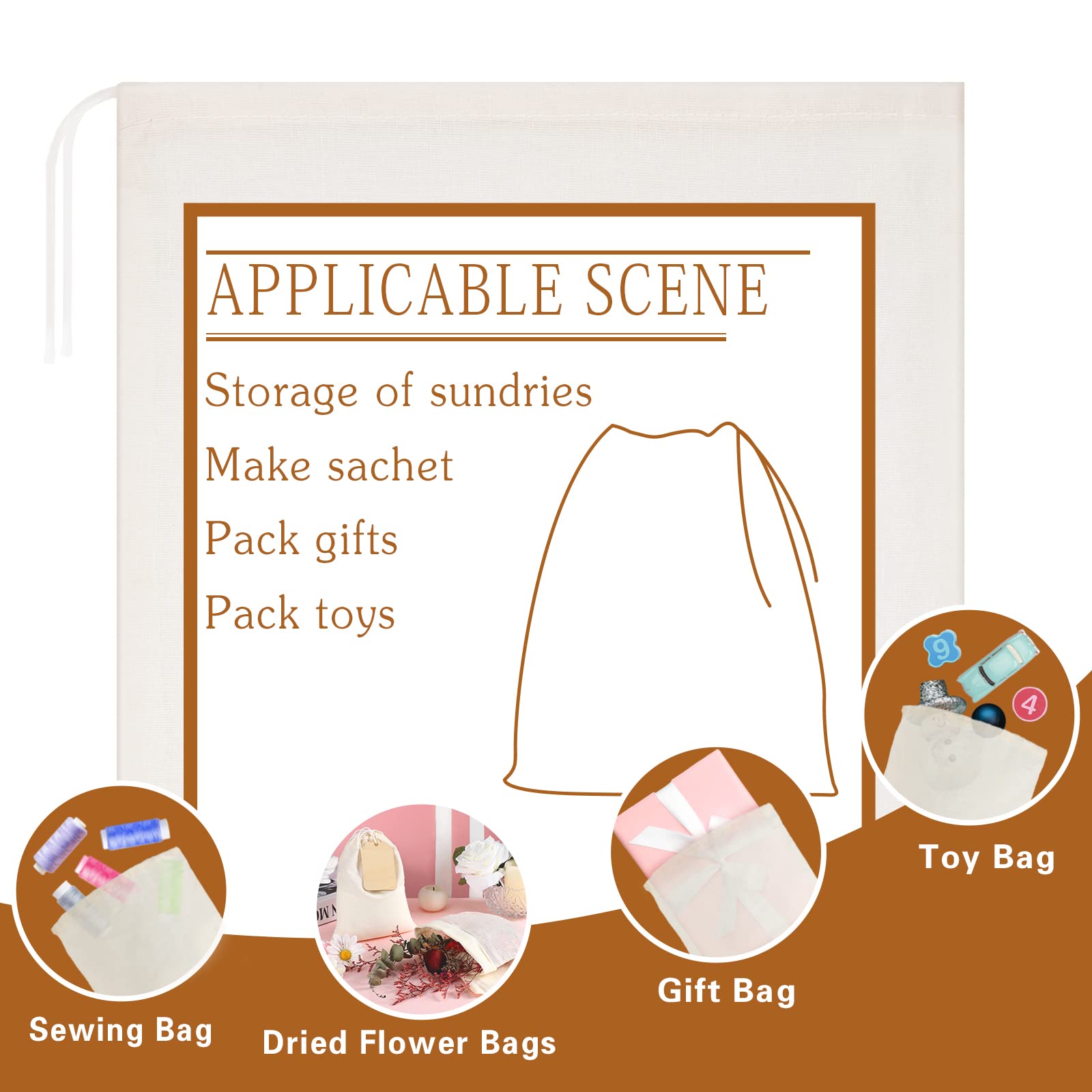 Tatuo 400-Piece Cotton Muslin Drawstring Bags - Reusable Cloth Pouches for Jewelry, Party Favors & Gifts (5x7 Inches) | Bulk Empty Canvas Bags for Home, Wedding, Baby Shower & DIY Crafts