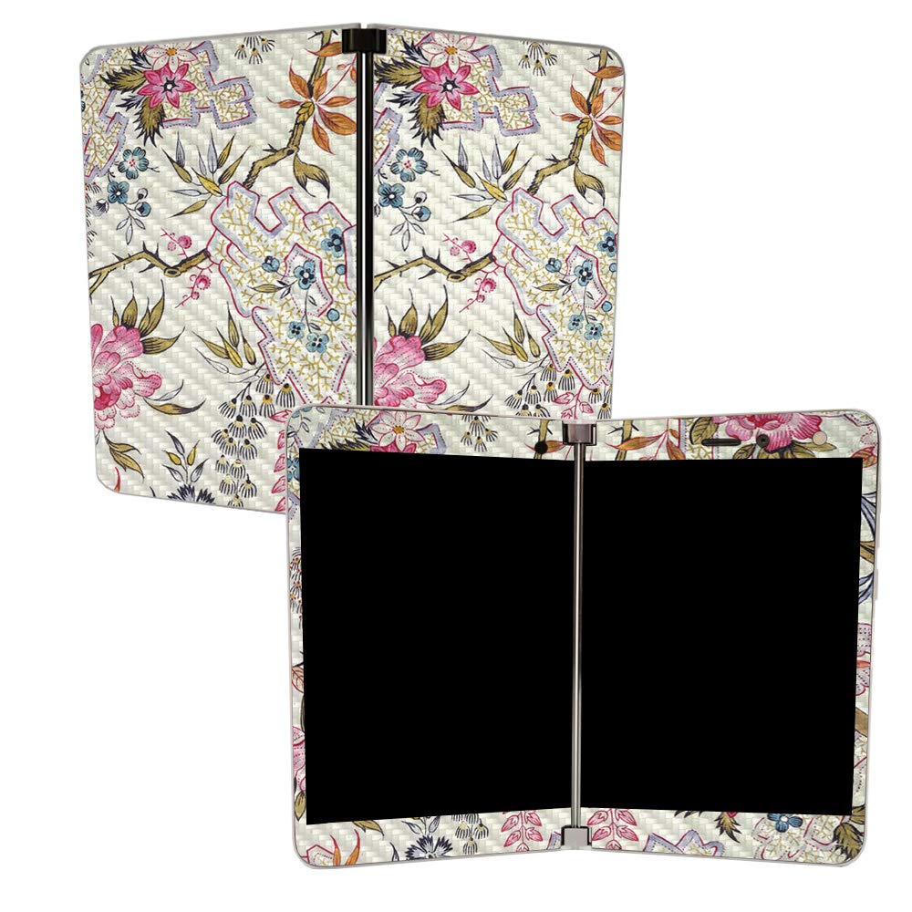 MIGHTY SKINS Carbon Fiber Skin for Microsoft Surface Duo - Floral Design | Protective & Durable Textured Cover | Easy to Apply | Made in USA | Perfect for Work, Travel & Everyday Use