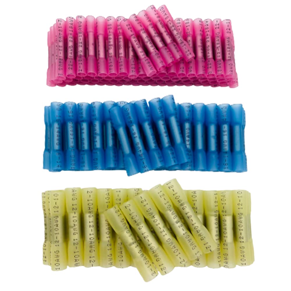 Heat Shrink Butt Connectors - Marine Grade Waterproof Electrical Crimp Connectors with Tinned Copper for Automotive, Boat, Truck & Stereo Wiring - Perfect for Marine, RV and Outdoor Electrical Repairs