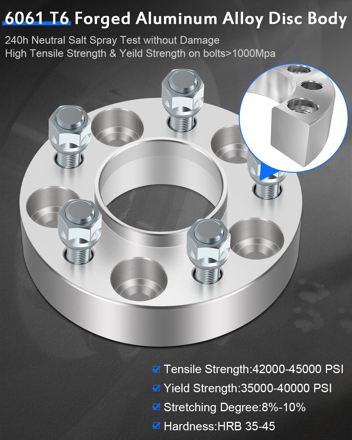 ECCPP 4-Piece 5 Lug 5x4.5 to 5x4.5 Hub Centric Wheel Spacers (1.25 Inch Thick, 5x114.3mm Bolt Pattern, 70.5mm Center Bore) - Compatible with Ford Mustang, Edge, Crown Victoria | Heavy-Duty 1/2