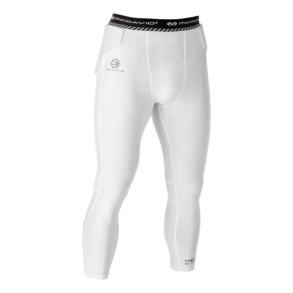 HEX® Basketball Compression ¾ Tights with Hip & Tailbone Pads - Performance Basketball Pants for Men & Women - Ideal for Training, Games & Injury Protection