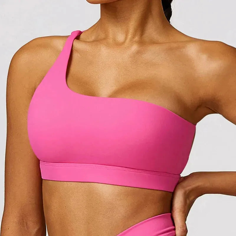 High Support One Shoulder Sports Bra for Women - Breathable Gym Bra with Shockproof Design, Backless Yoga Top for Fitness, Running & Workout - Perfect for Yoga, Pilates & High-Intensity Training