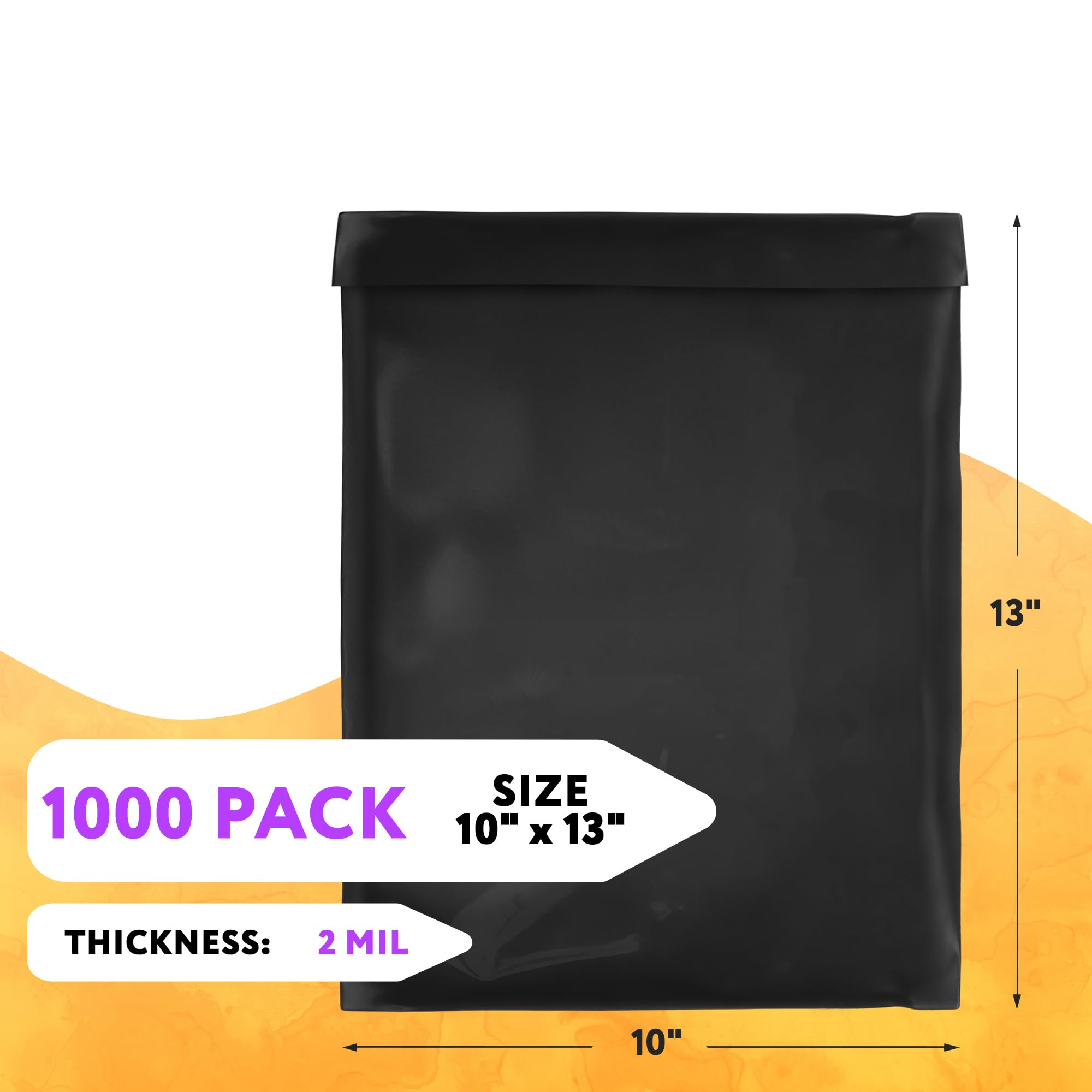 1000 Pack Black 2 Mil Poly Mailers 10x13 Inch - Self Sealing Waterproof Polyethylene Shipping Envelopes for Clothing & Apparel | Perfect for Ecommerce, Online Stores & Small Business Shipping