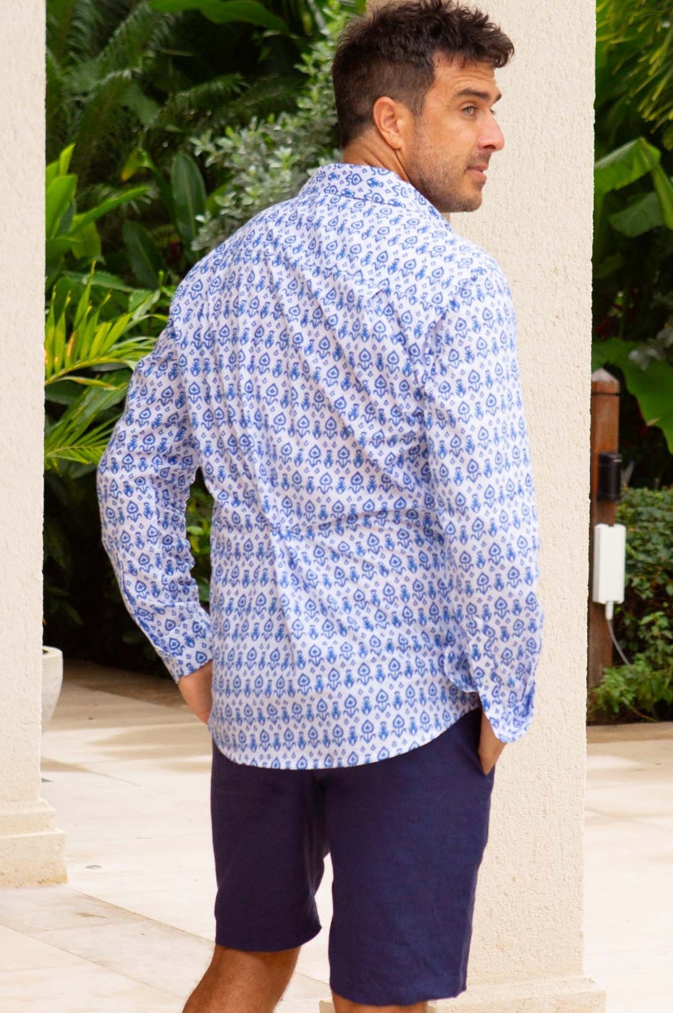 Organic Cotton Men's Shirt - Breathable Casual Tee in Tear Drop White/Blue | Perfect for Everyday Wear, Office & Outdoor Activities