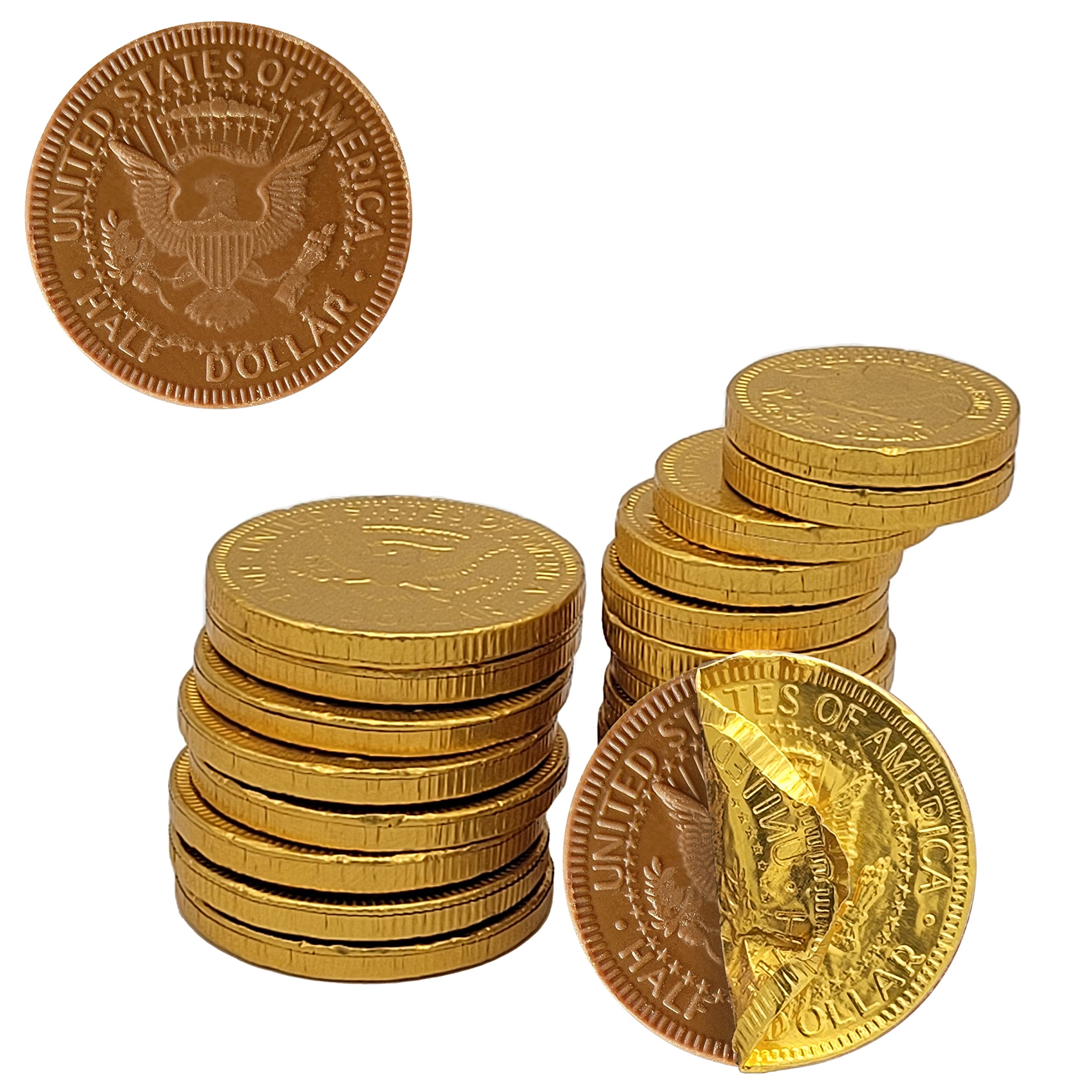 Fruidles Milk Chocolate Coins - Gold Foil Wrapped Nut-Free Chocolate Coins - Bulk 40-Pack - Perfect for Birthday Parties, Halloween Treats & Christmas Stocking Stuffers