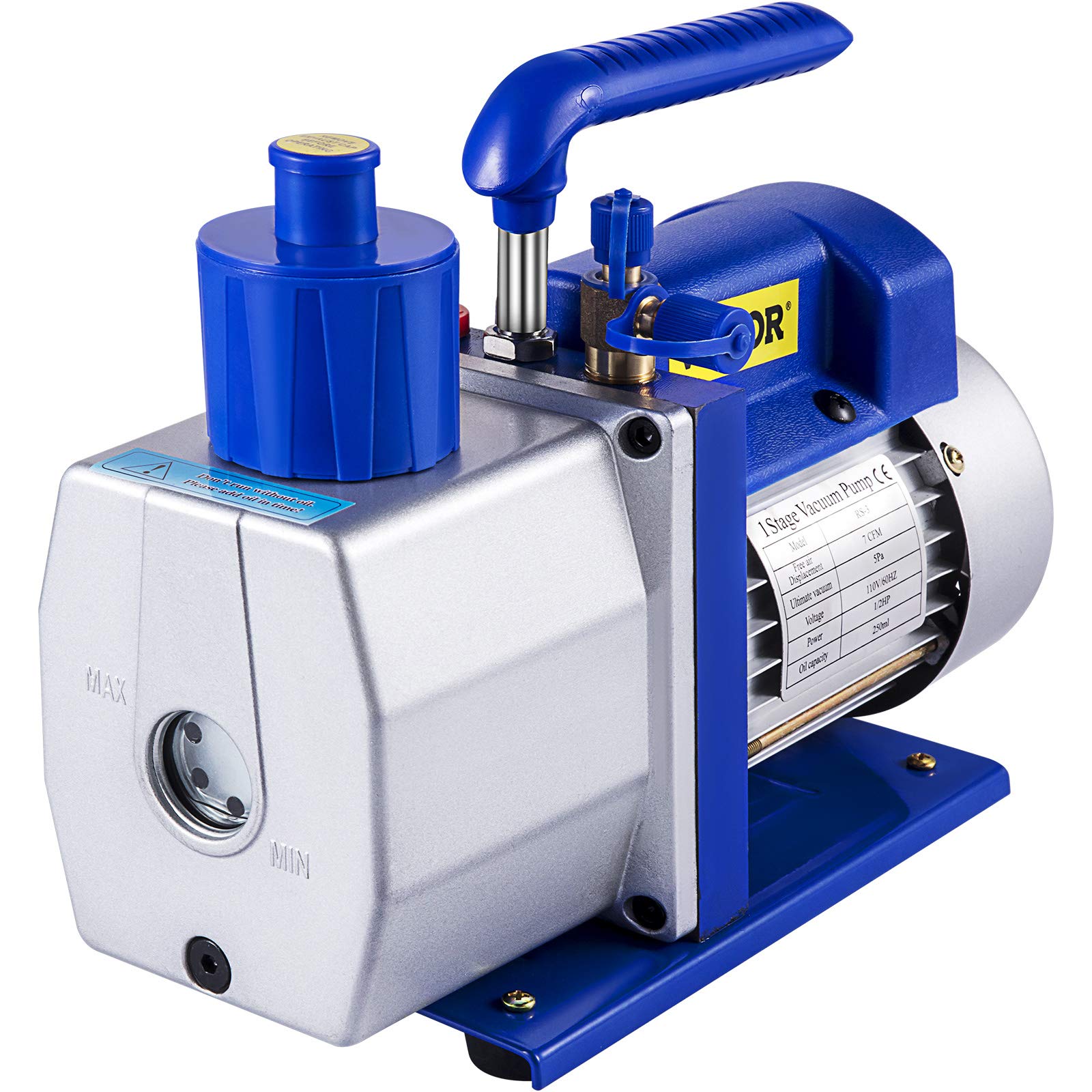 Mophorn 7 CFM 1/2 HP Single Stage HVAC Vacuum Pump - AC Refrigerant Recovery for R12 R22 R134a R410a Systems - 110V Automotive Air Conditioning Tool for Car Repair & Refrigerant Evacuation - Ideal for HVAC Technicians & Auto Shops