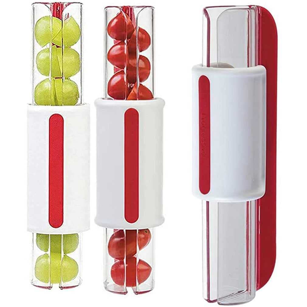 Strawberry Cherry Tomato Grape Slicer - 3-in-1 Fruit & Vegetable Cutter for Salads, Snacks & Meal Prep - Durable Kitchen Accessory for Quick Slicing