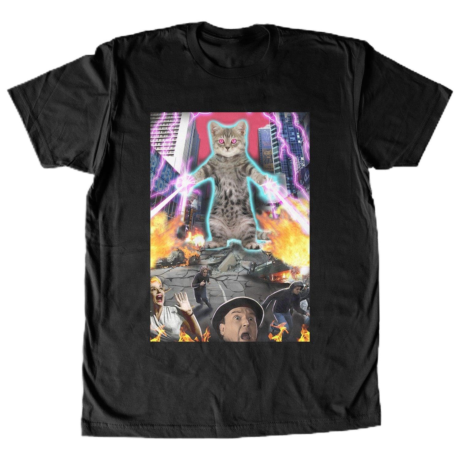 Laser City Kitten Graphic Men's Fashion T-Shirt - Cool Casual Streetwear for Everyday Wear & Gaming Outfits