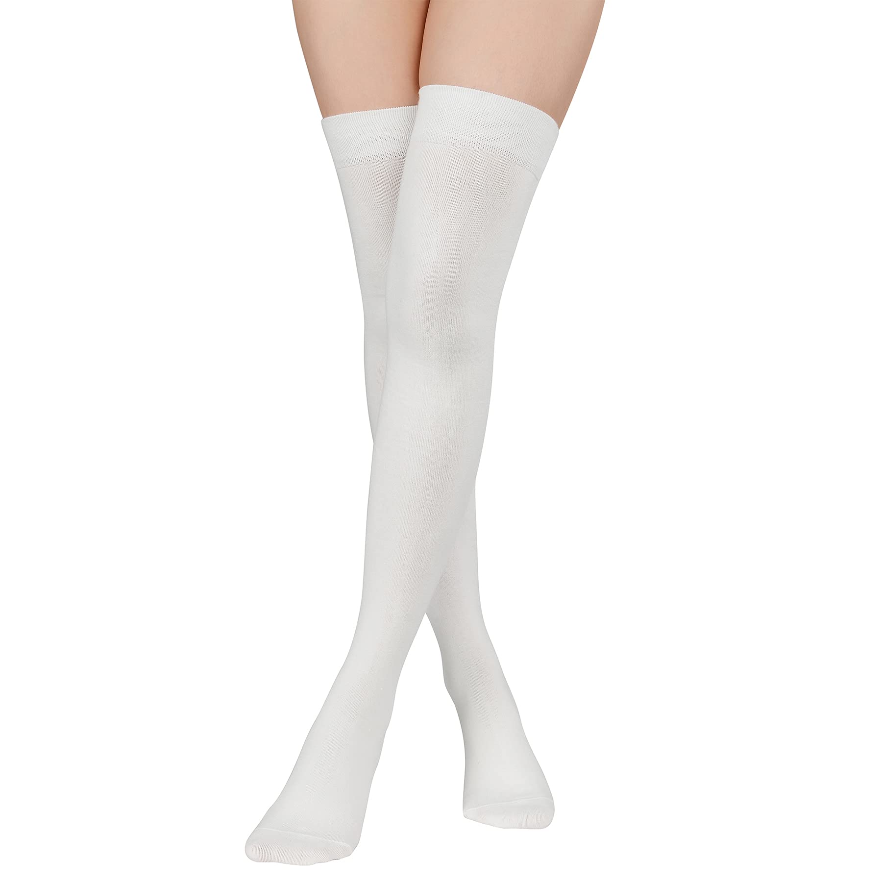 Zando Women's Cotton Thigh High Socks - Knee High Stockings for Daily Wear & Outfits
