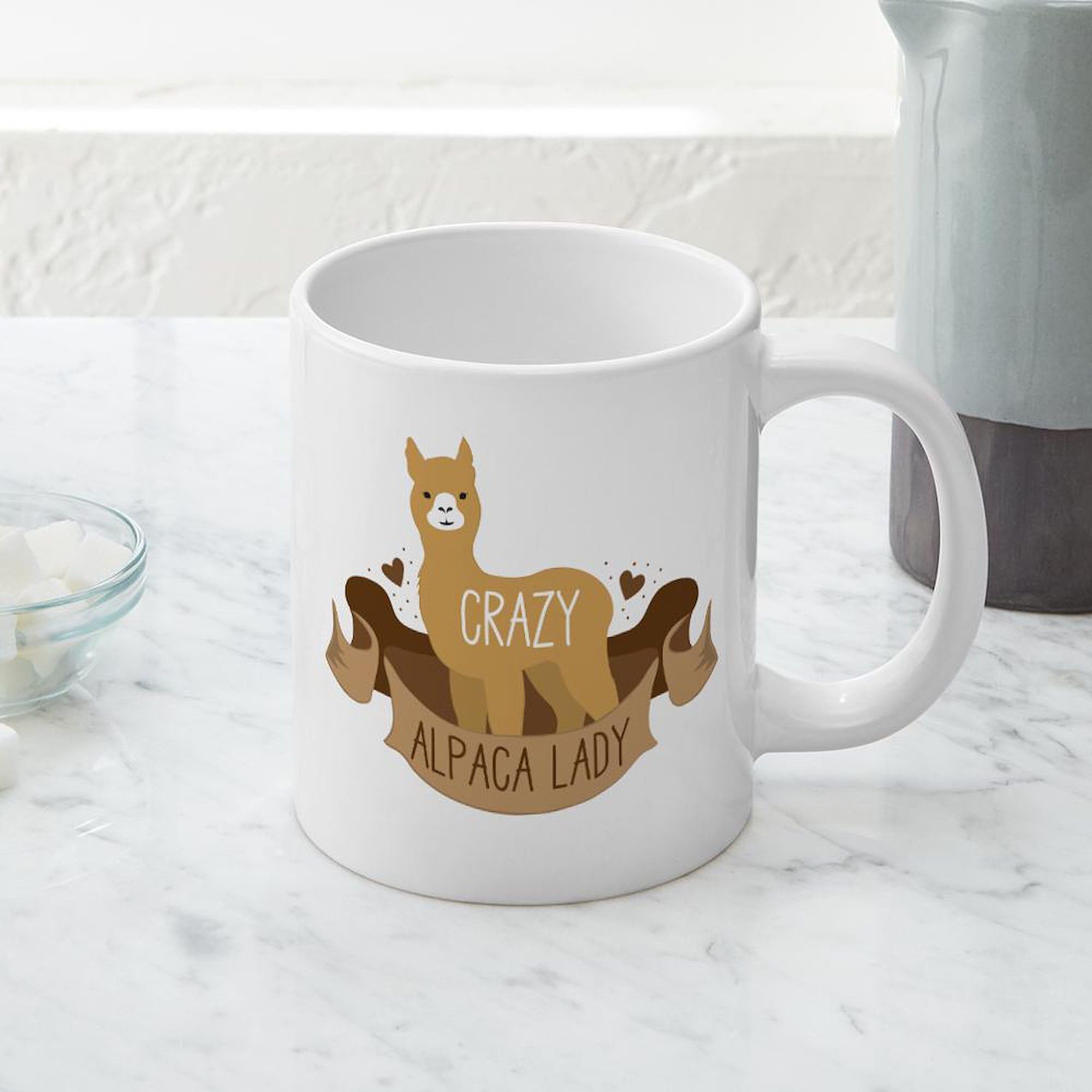 Crazy Alpaca Lady 20oz Ceramic Coffee Mug - Large Insulated Tea Cup for Office, Home & Gifts - Funny Novelty Drinkware for Alpaca Lovers