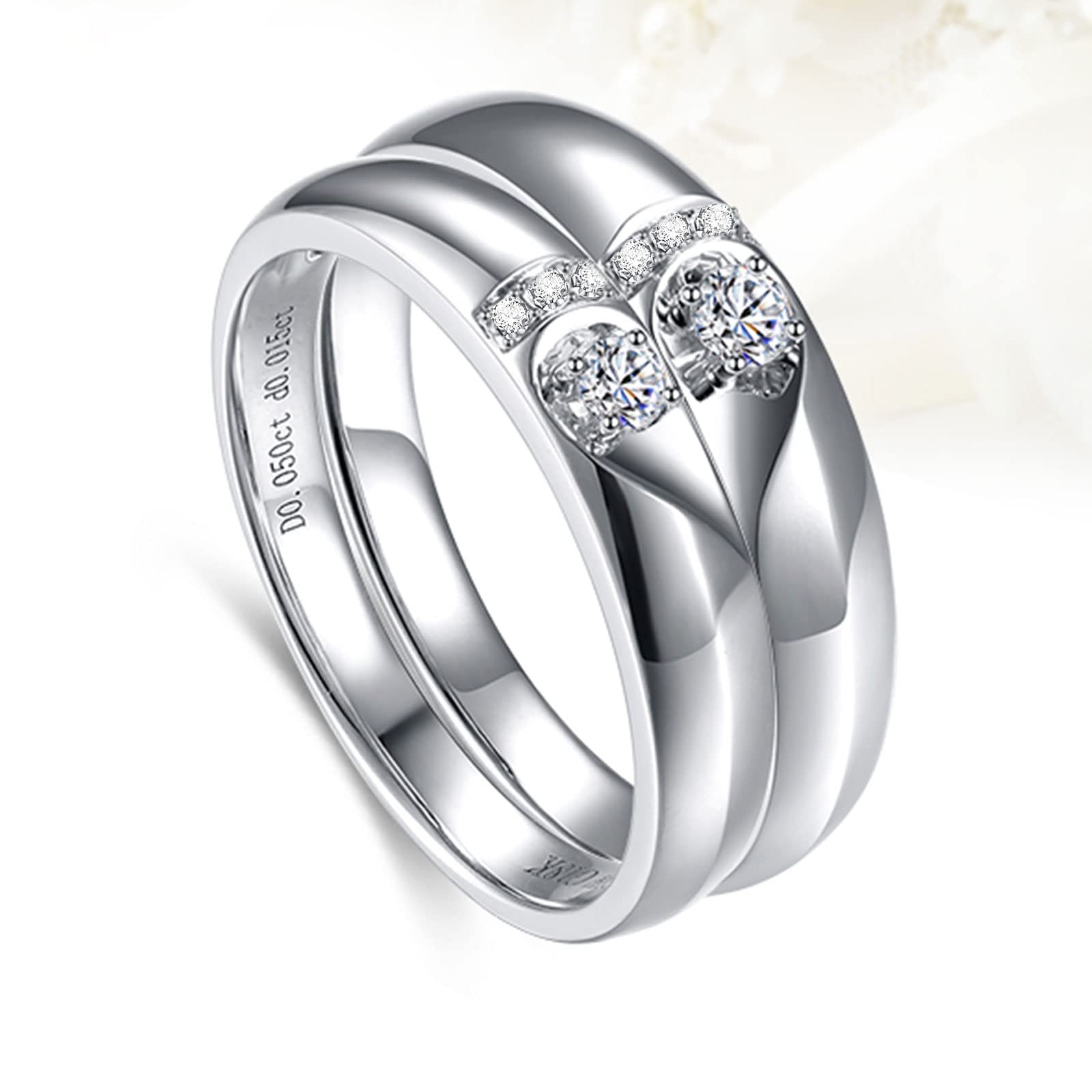 Diamond Matching Couples Rings for Him and Her - Sterling Silver/10K/14K/18K Wedding Promise Rings with Free Engraving | Perfect for Anniversaries, Engagements & Romantic Gifts