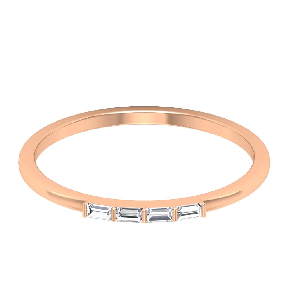 Simple Wedding Ring - Minimalist 14K Solid Gold Baguette Cut Diamond Band for Women | Stackable Bridal, Bridesmaid, Anniversary & Promise Ring | Perfect for Engagement, Vow Renewal & Everyday Wear