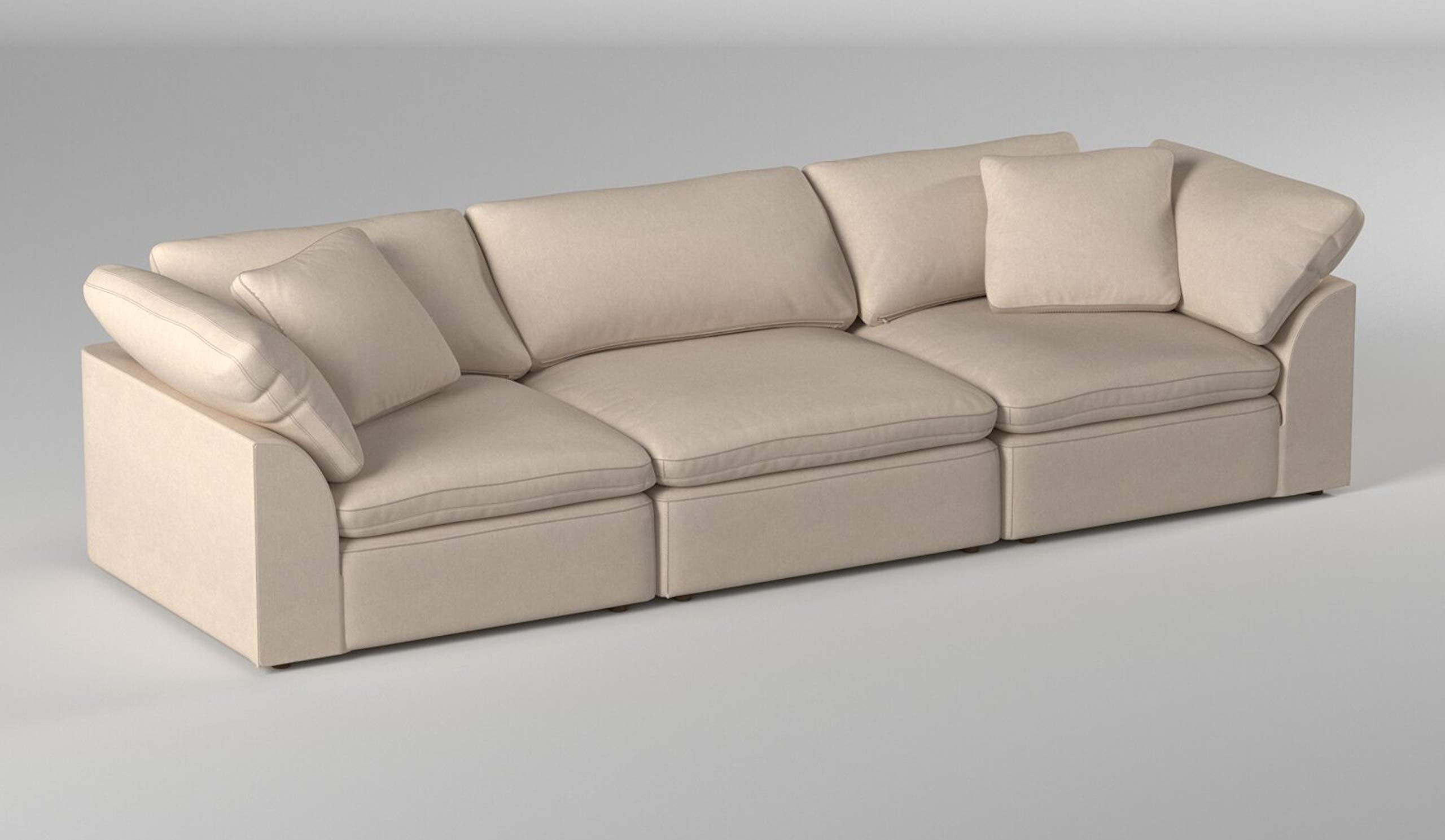 Configurable Tan Cloud Puff Sectional Sofa by Sunset Trading - Soft Modular Couch for Living Room, Lounge & Family Room Comfort