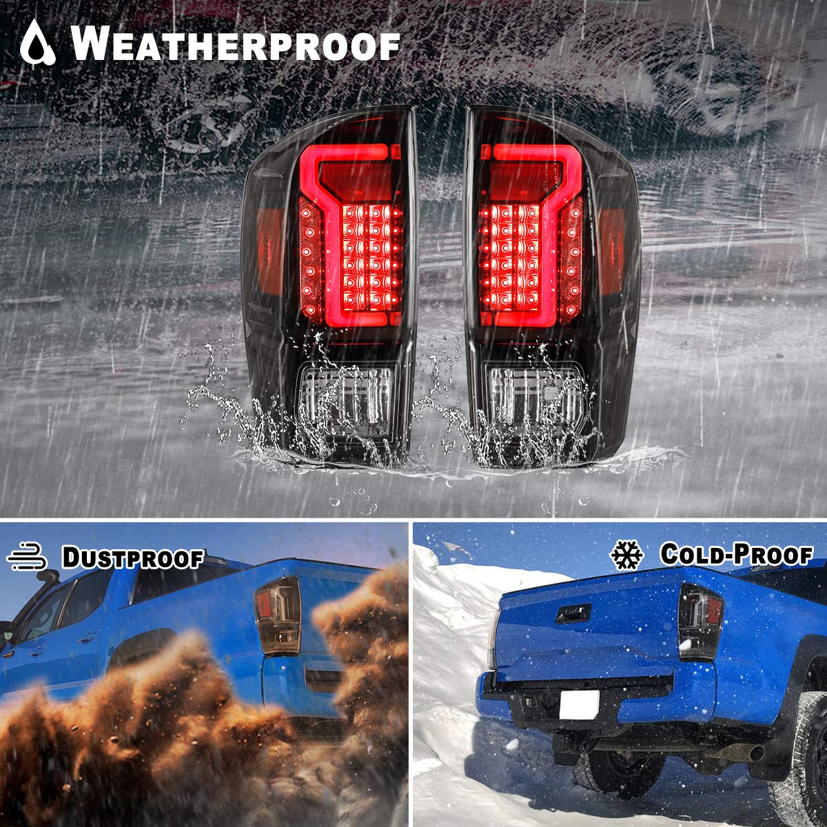 Nixon Offroad LED Tail Lights for 2016-2021 Toyota Tacoma - Clear Lens Brake Lights with Turn Signal & DRL - Plug and Play Replacement for Driver & Passenger Side - Perfect for Off-Roading, Night Driving & Truck Customization