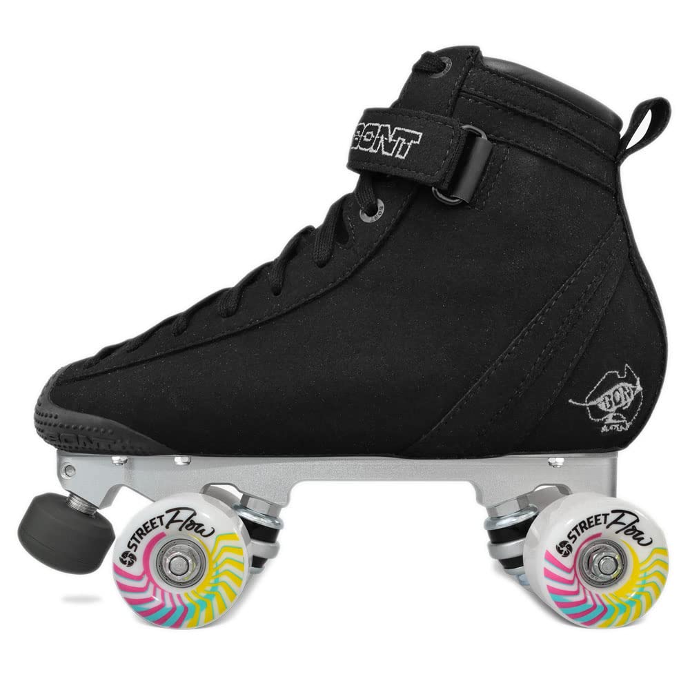 Bont Parkstar Vegan Black Suede Professional Roller Skates for Park Ramps, Bowls & Street - High-Performance Outdoor & Indoor Skating for Adults - Perfect for Skate Parks, Rinks & Urban Commuting