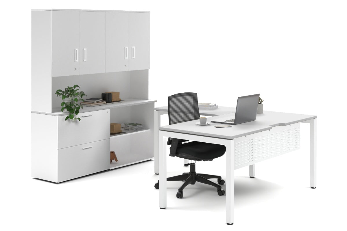 Quadro Square Legs L-Shaped Executive Desk with White Legs [1800L x 1700W] - Perfect for Home Office, Modern Workspace & Executive Suites