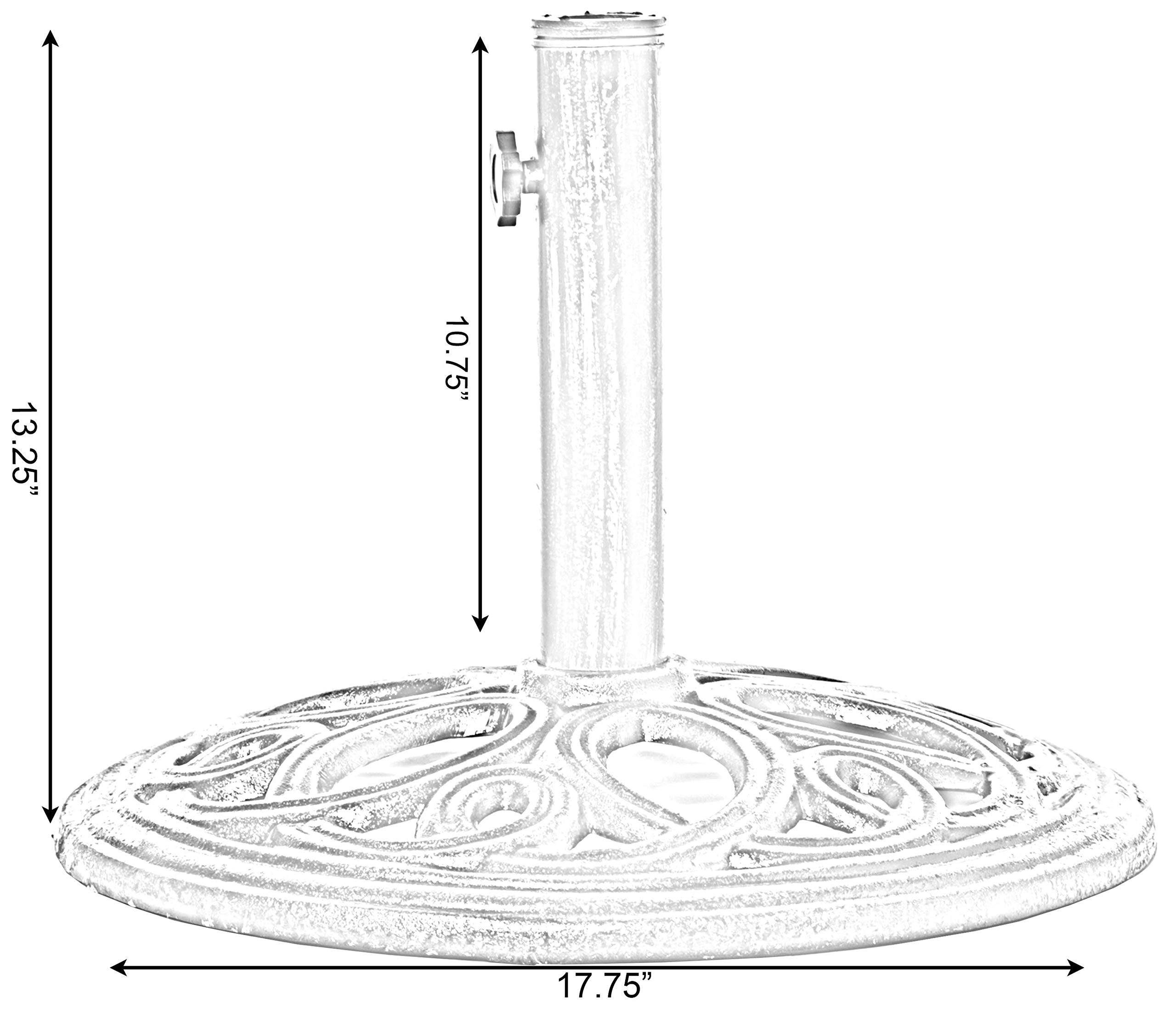Gardenised QI003817 Heavy Duty 24 lbs Cast Iron Patio Umbrella Base - Round Bronze Outdoor Weighted Stand for Market Umbrellas | Perfect for Poolside, Garden, Deck, and Patio Furniture Stability