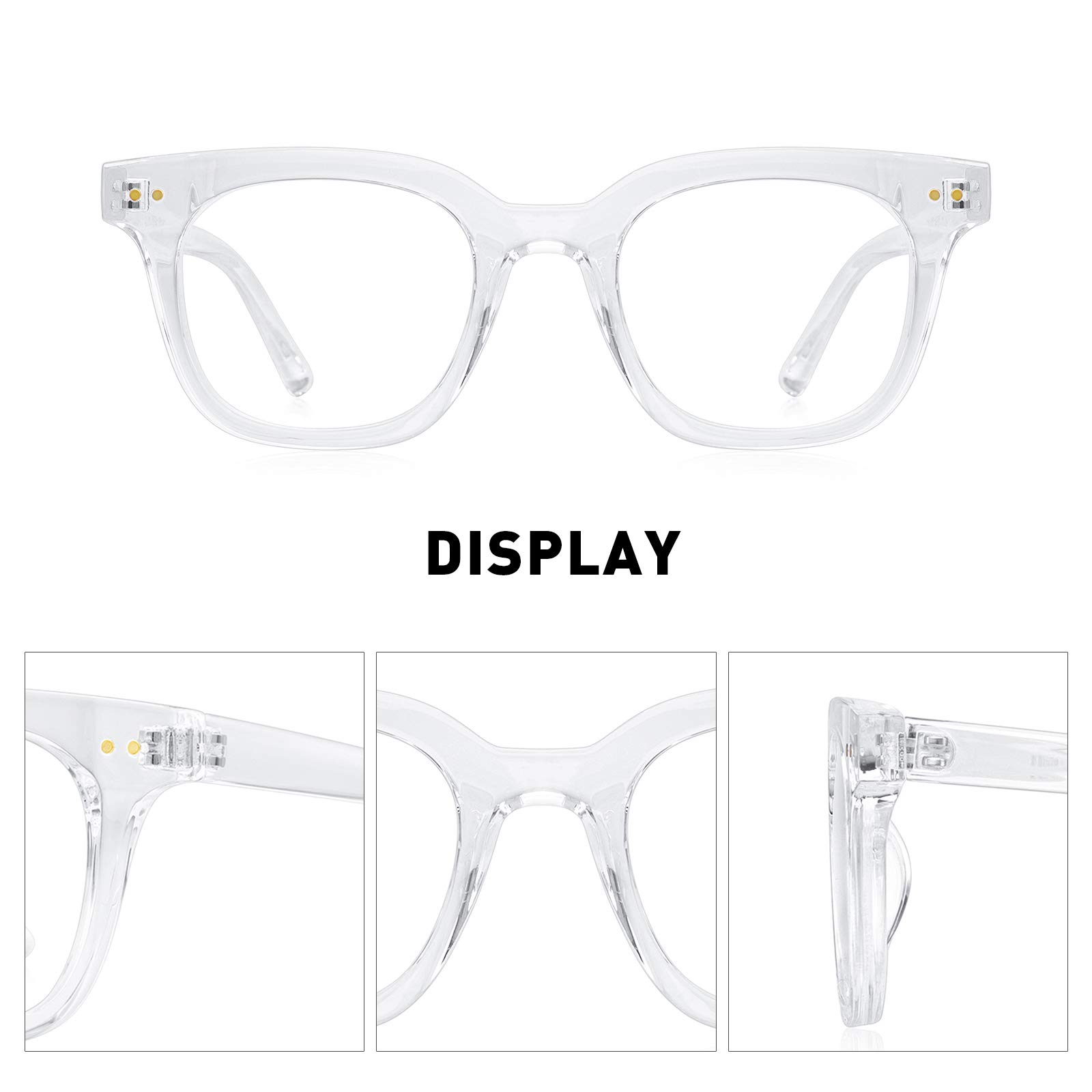 Blue Light Blocking Glasses for Computer & Gaming - Anti Eye Strain Glasses for Women & Men - Square Frame Reading & Gaming Eyewear - Perfect for Office Work, Online Classes & Late Night Screen Use