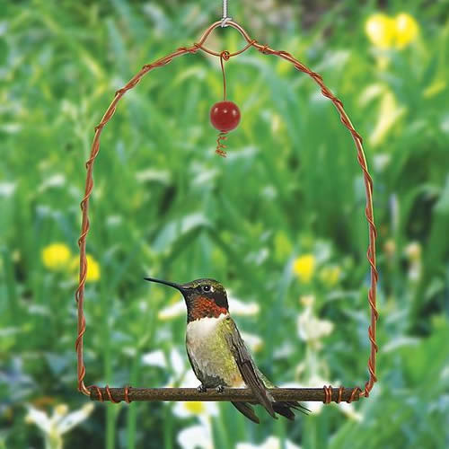 Copper Hummingbird Swing - Handmade Garden Decor, Wind Chime & Outdoor Ornament for Patio, Yard & Bird Lovers | Perfect for Relaxing in Your Backyard or as a Unique Gift Idea