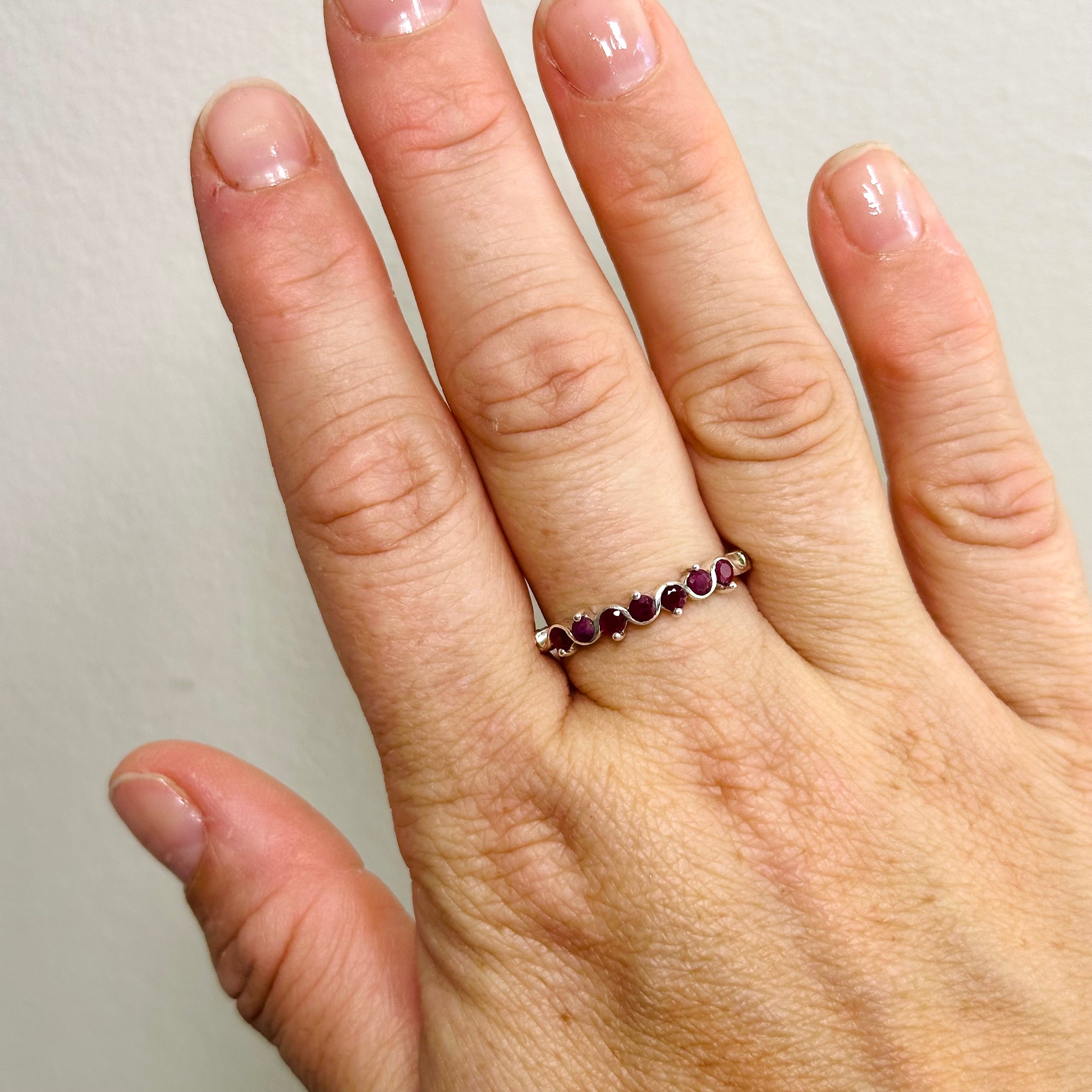 Ruby Round Faceted Multi-Stone Ring Size 10 - PRGJ823 | Elegant Jewelry for Women, Perfect for Weddings, Parties & Special Occasions