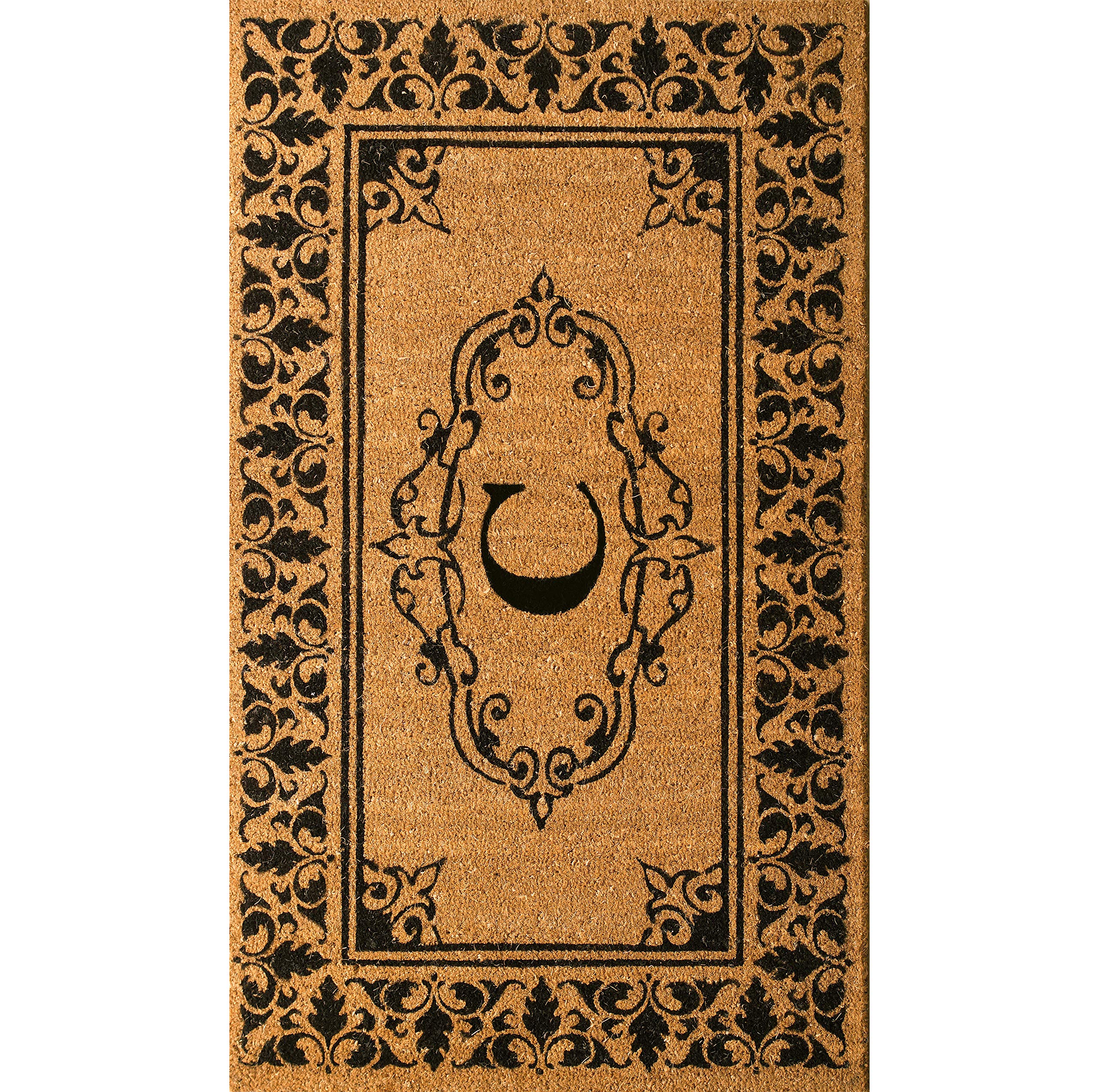 nuLOOM Natura Monogrammed Indoor/Outdoor Welcome Door Mat Runner Rug - 3' x 6' Personalized Letter C - Perfect for Entryway, Patio, Deck & Front Porch Decor