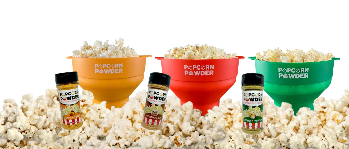 Collapsible Microwave Popcorn Popper with Popcorn Powder - Red | Easy Homemade Popcorn Maker for Movie Nights & Snack Time