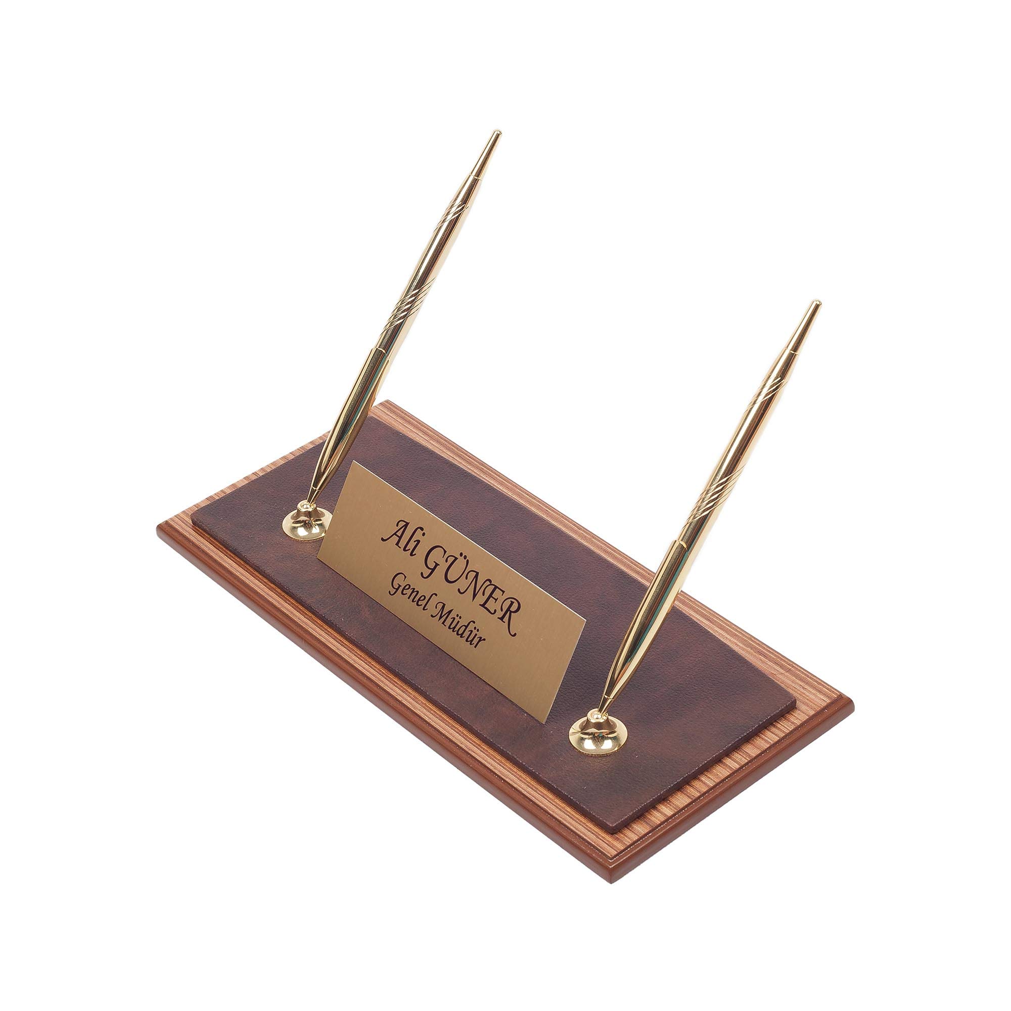 MOOGCO 11-Piece Leather and Walnut Wood Desk Set - Brown Office Organizer for Home & Workspace - Perfect for Pens, Notebooks, and Desk Accessories - Elegant Home Office Supplies for Professionals