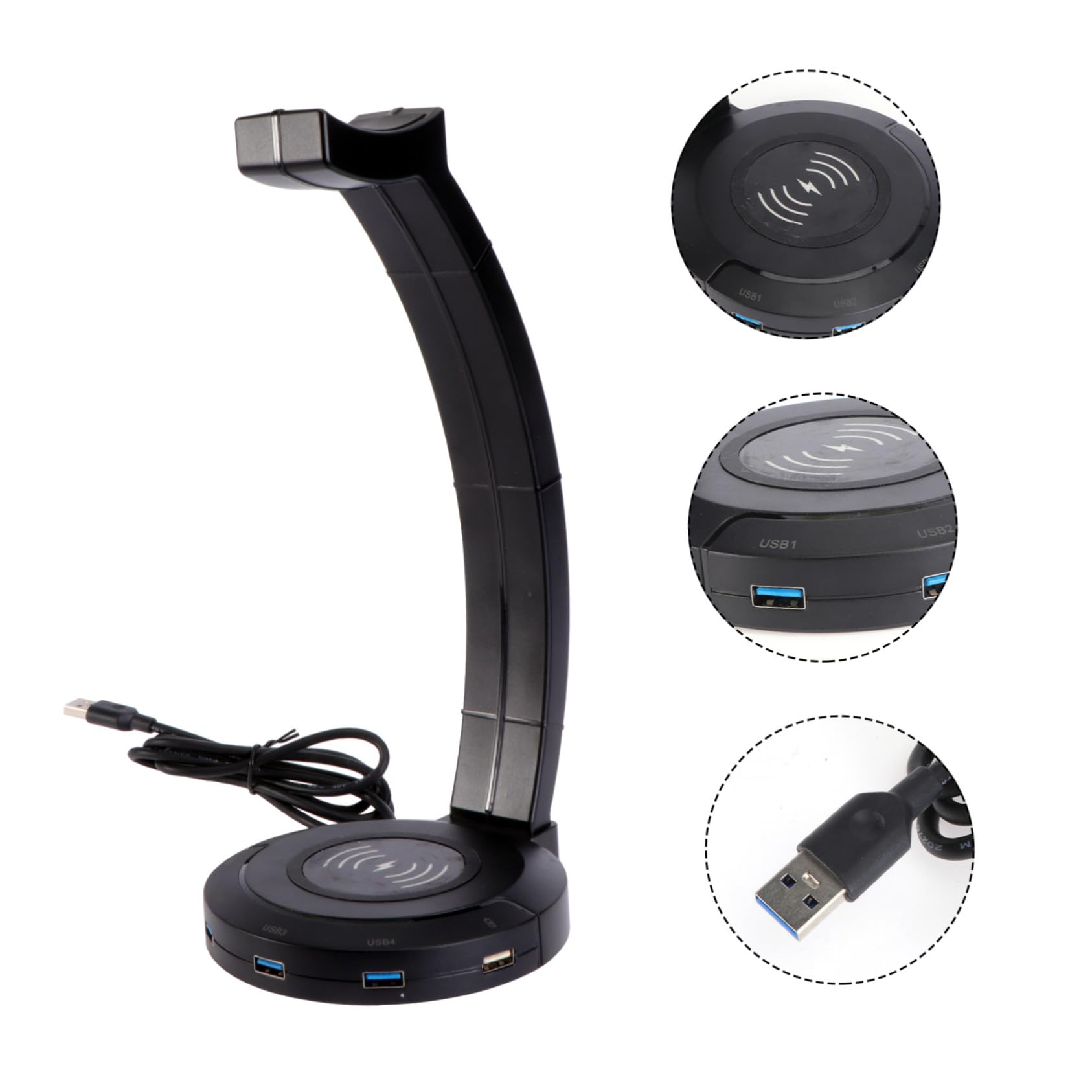 HemoBllo Gaming Headphone Stand with Charging Station - Compact Desktop Headset Holder for Gamers & Office Use - Perfect for Gaming Setup, Workstation Organization & Phone Charging