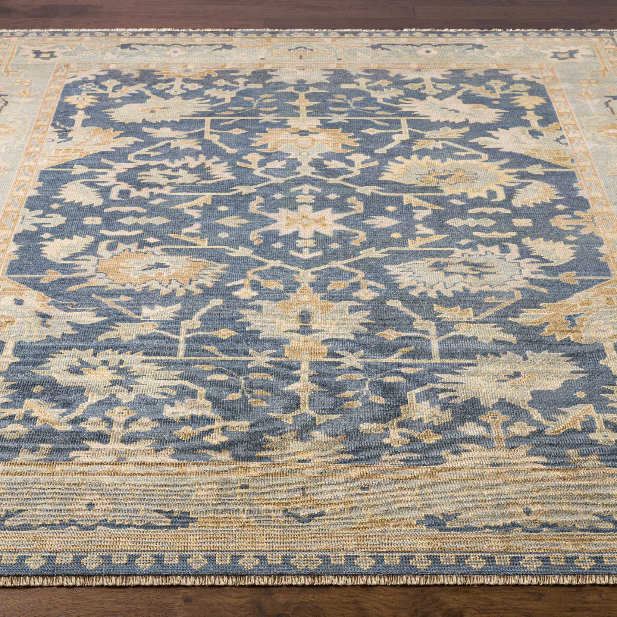 Hand Knotted Wool Area Rug in Cappadocia Grey & Seafoam - Multiple Size Options for Living Room, Bedroom & Office Decor