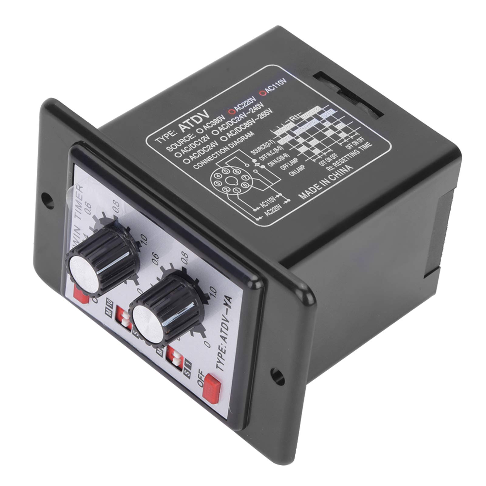 Twin Timer Relay - Adjustable On/Off Knob Control for Short Period & Repeat Cycle | Intermittent Timer, Interval Timer for Day/Night or 24-Hour Use | Perfect for Lighting, Irrigation & Industrial Automation