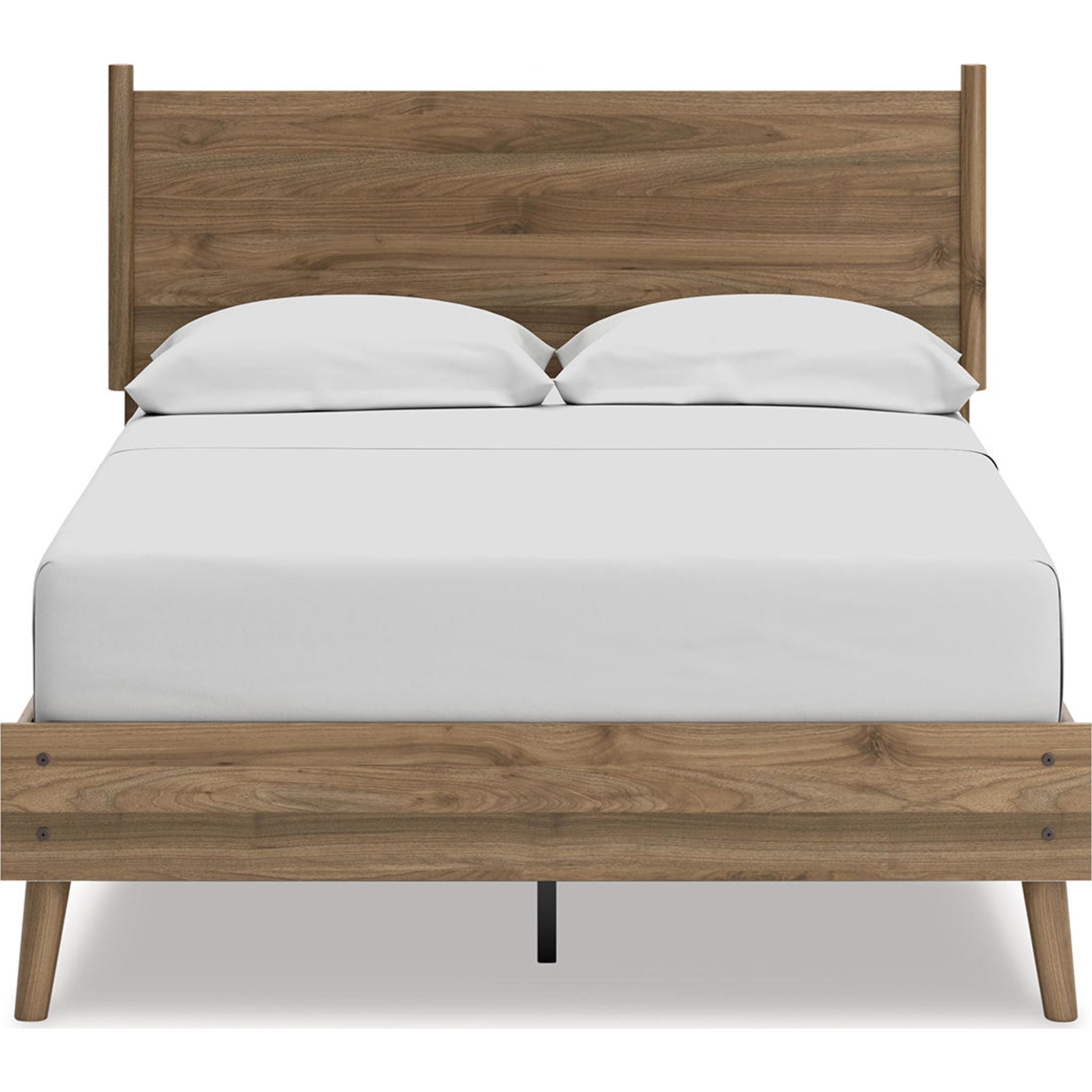 Aprilyn Full Platform Bed Frame - Honey Finish, Queen Size, Solid Wood, Modern Minimalist Design for Bedroom, Living Room, or Guest Room
