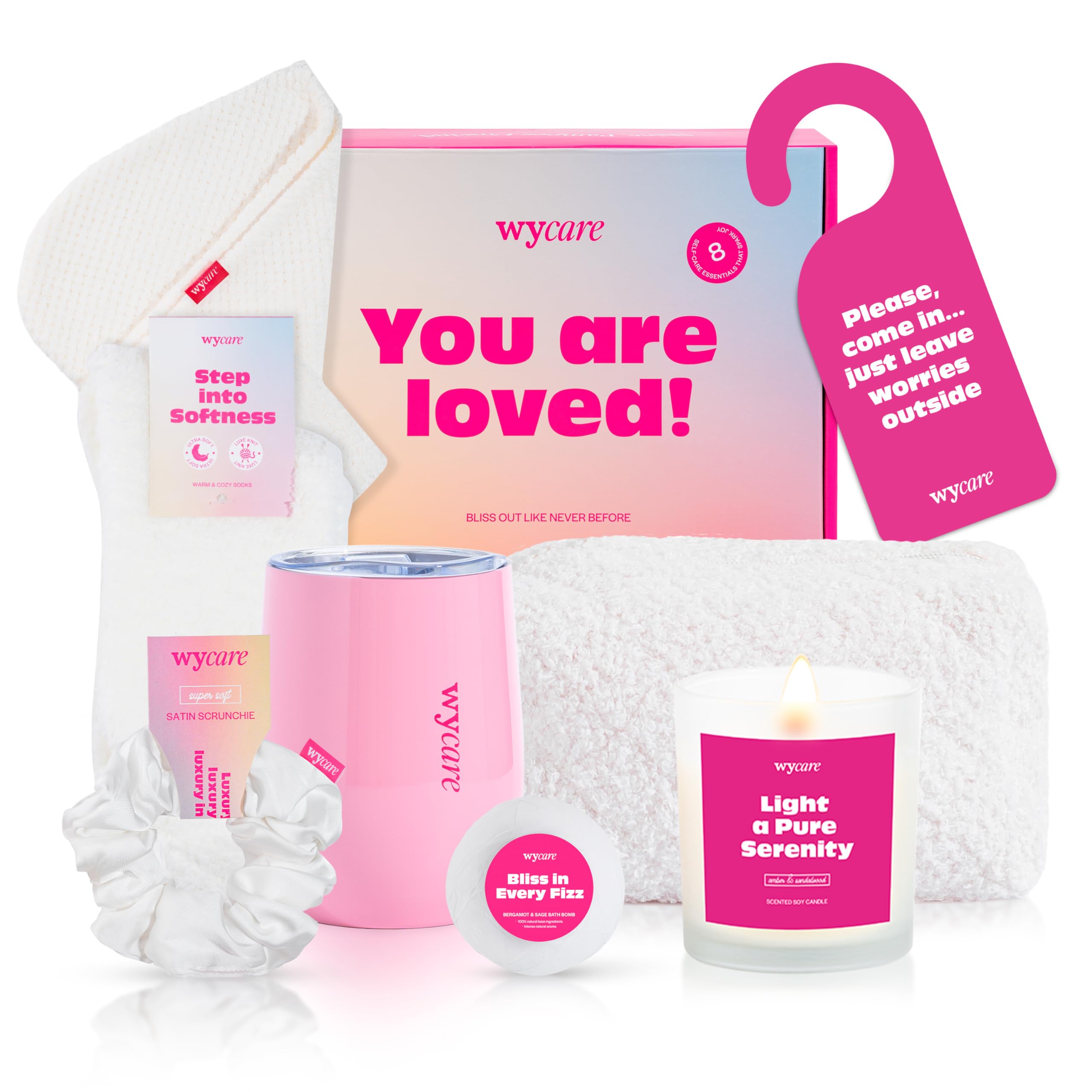 Wycare Luxury Spa Gift Box for Women - Birthday, Get Well Soon & Self Care Gift Basket Set - Best Friend Care Package with Relaxation Essentials - Perfect for Birthdays, Anniversaries & Recovery Gifts