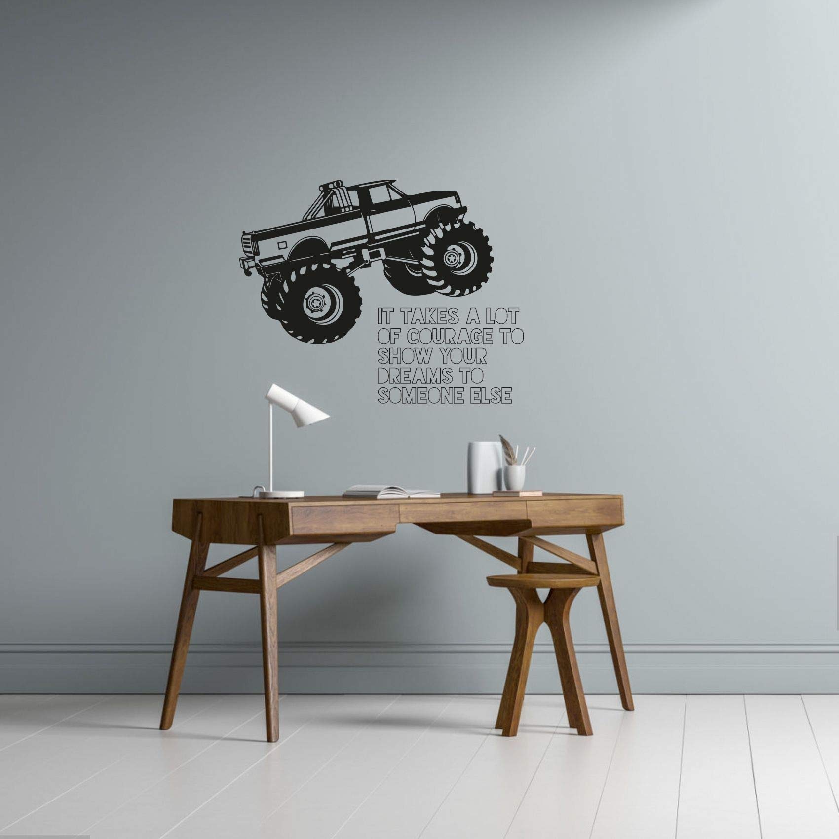 Monster Truck Toy Car Wall Decal - 40x40 Inch Vinyl Sticker Art for Kids Room, Bedroom, Nursery & Kindergarten - Fun Home Decor with Inspirational Quotes - Perfect for Boys & Girls Room Decor